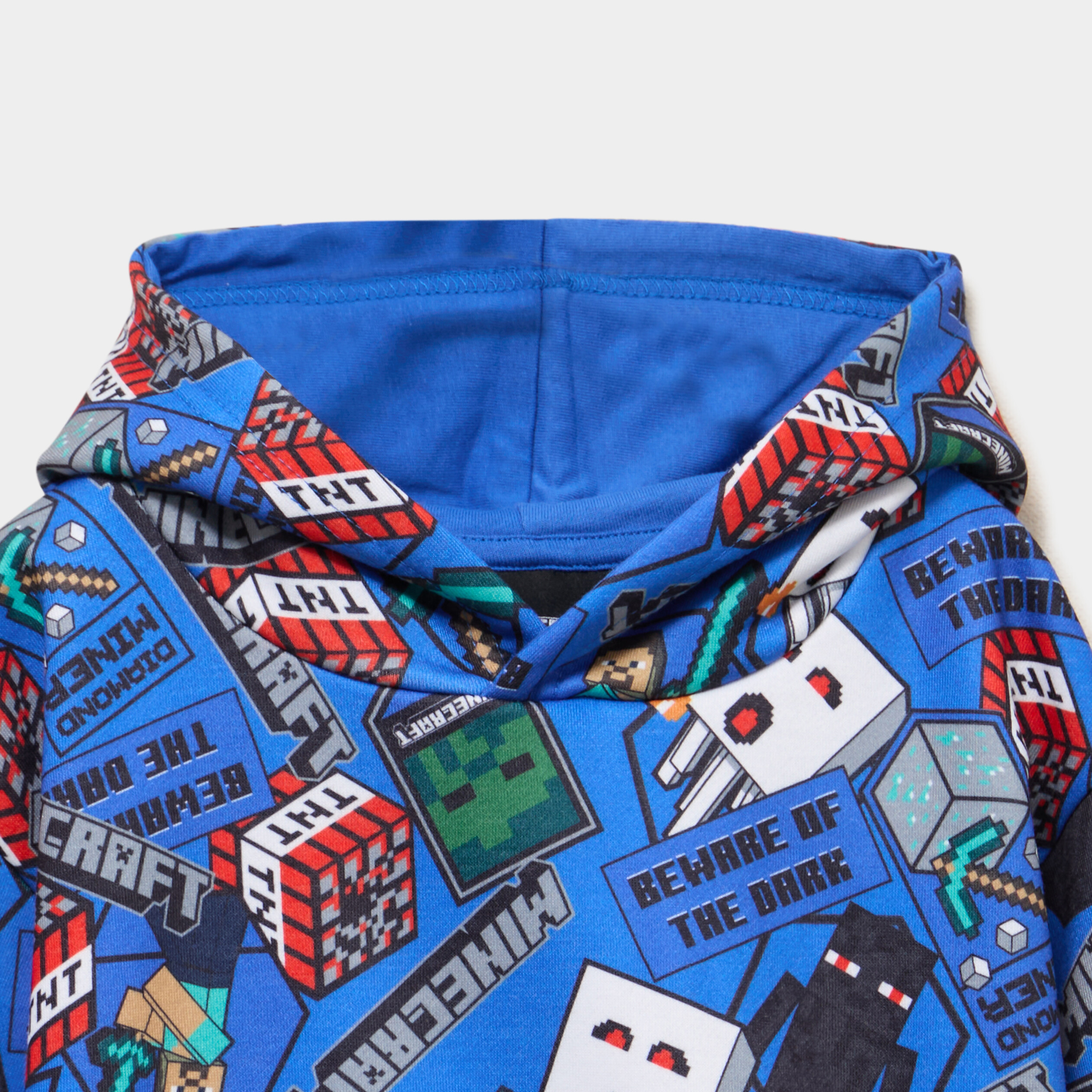 Sweat hoodie &agrave; capuche Minecraft bleu gar&ccedil;on
