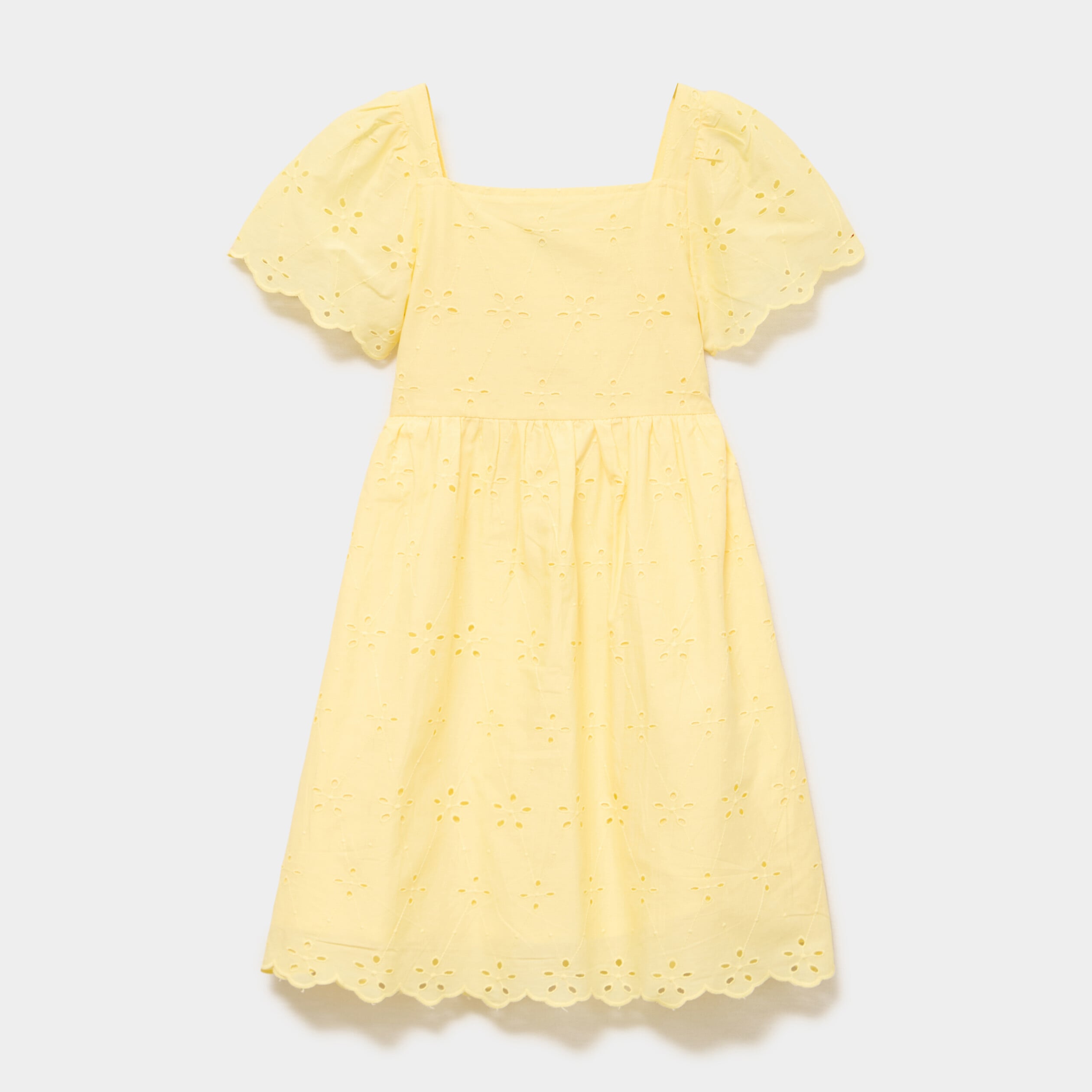 Robe c&eacute;r&eacute;monie broderie anglaise smock&eacute; jaune clair fille