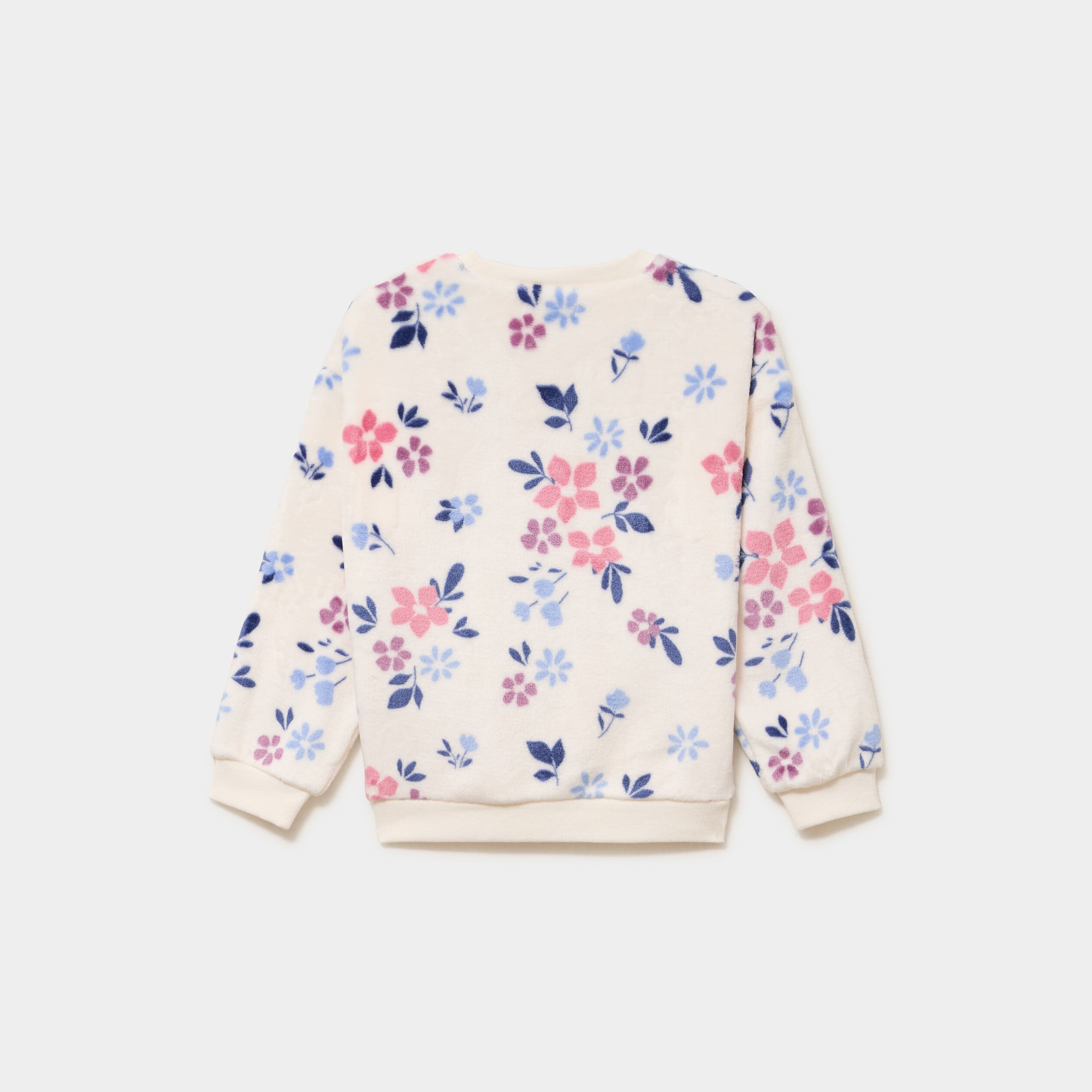 Sweat polaire oversize manches longues beige fille