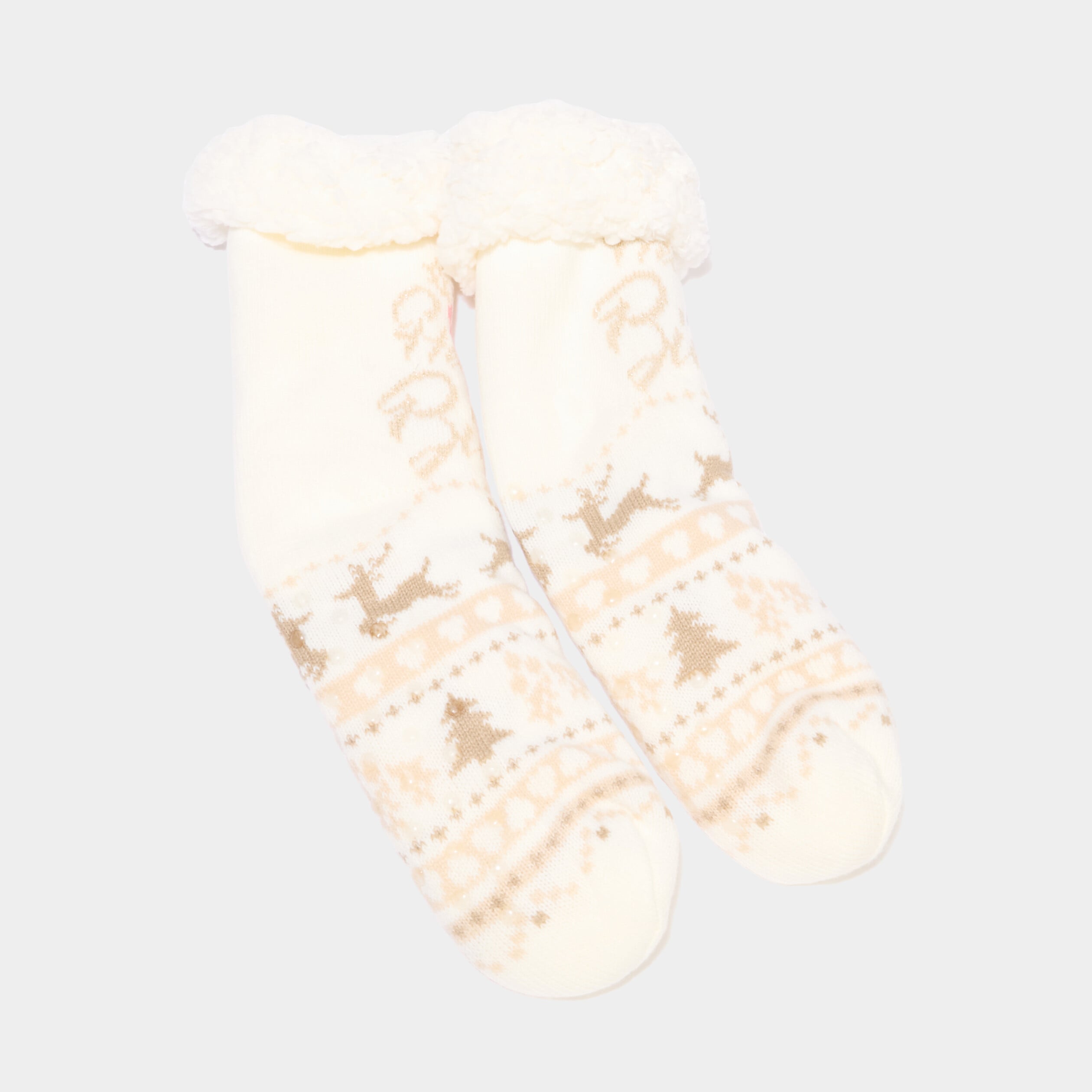 Chaussettes d'int&eacute;rieur doubl&eacute;es ivoire femme