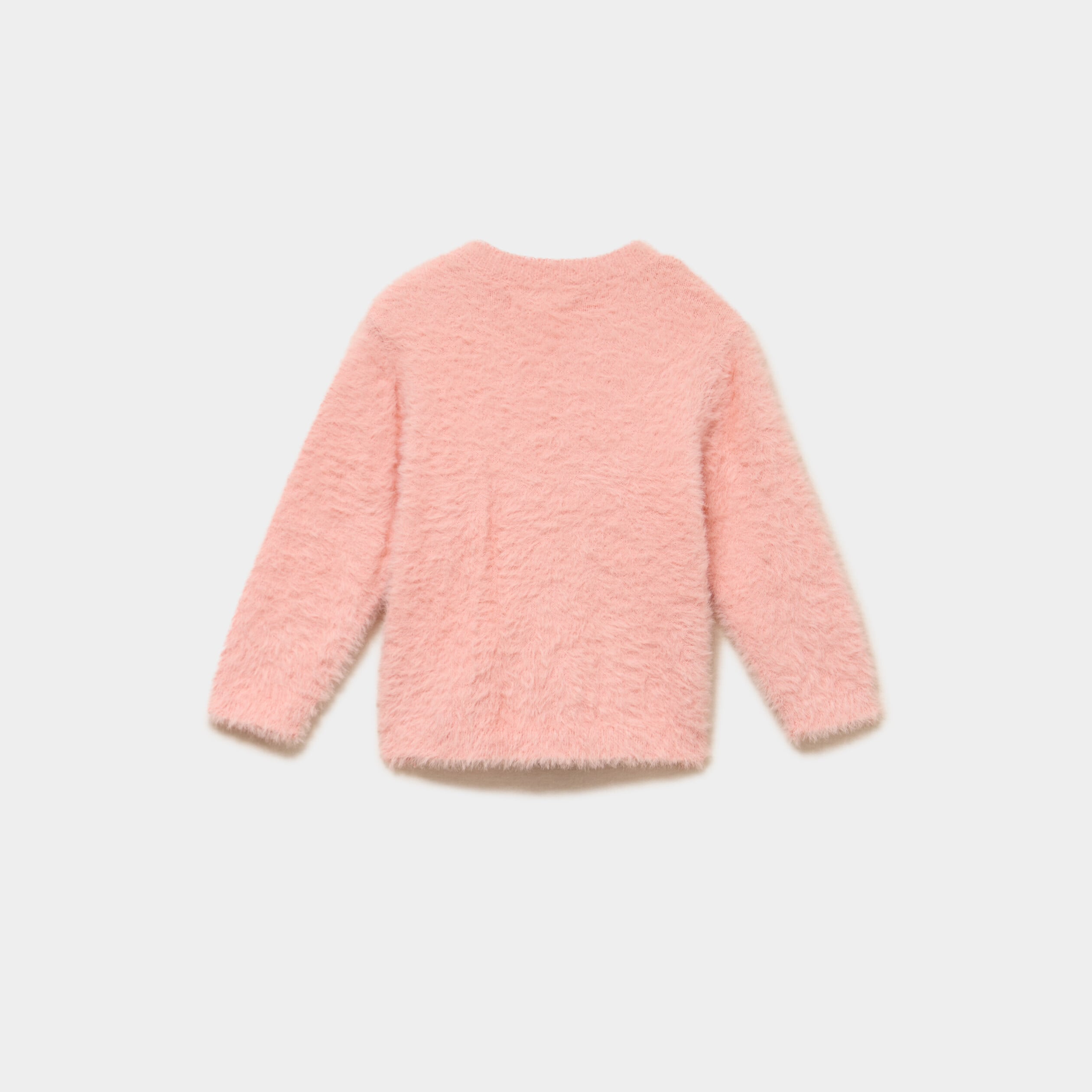 Pull effet duveteux &agrave; &eacute;paule boutonn&eacute;e rose poudr&eacute;e b&eacute;b&eacute; fille