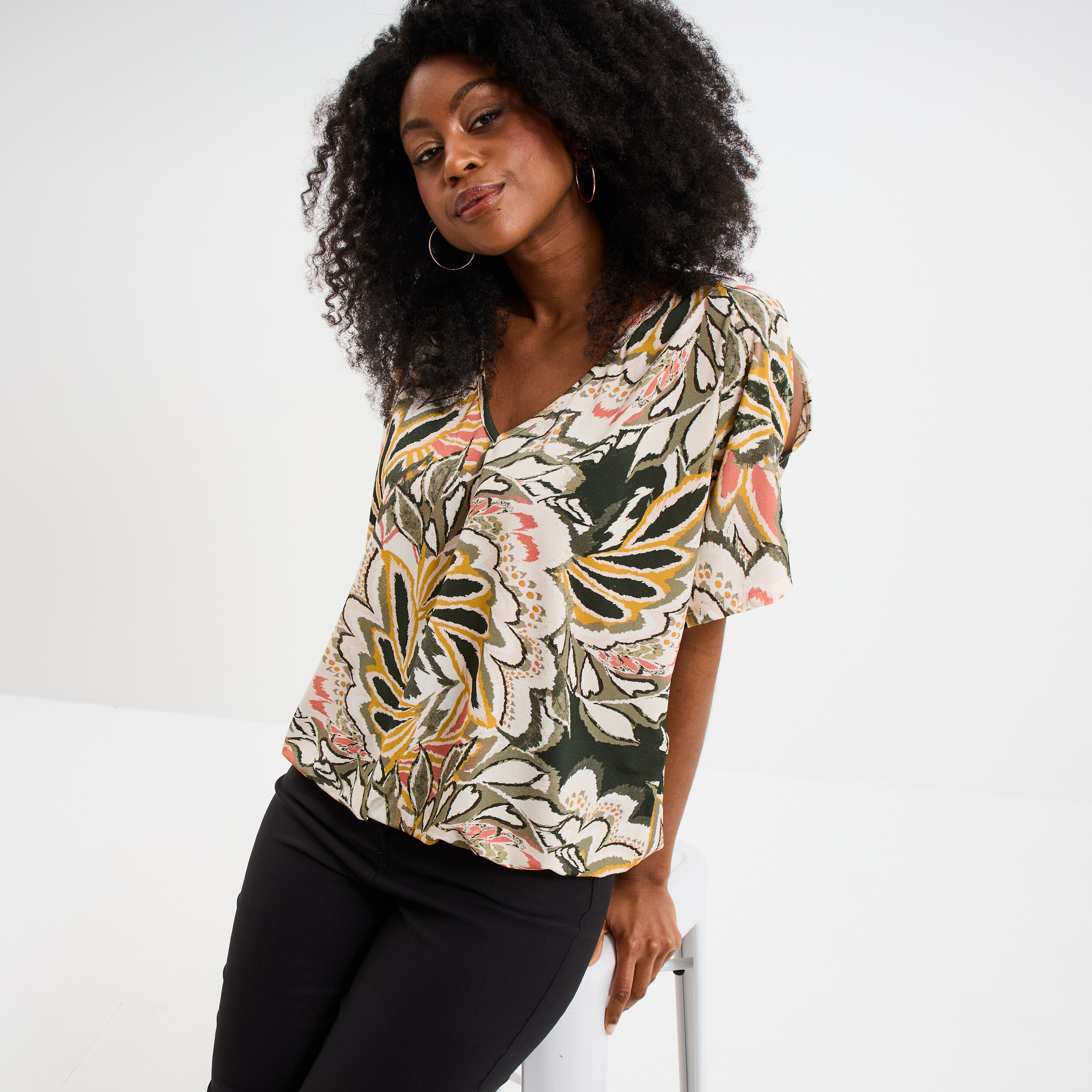 t shirt manches courtes amples multicolore femme T-shirt manches courtes amples multicolore femme
