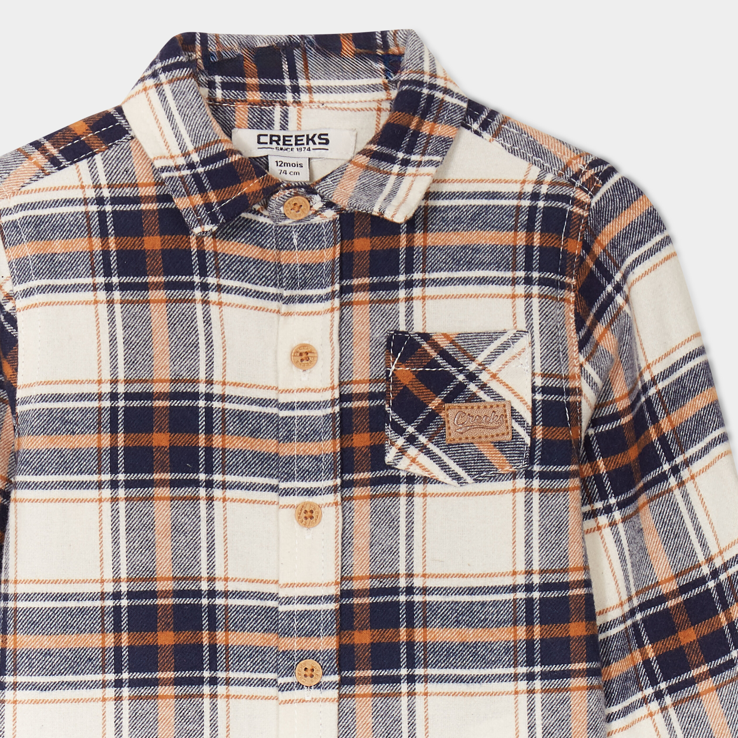 Chemise manches longues coton ecru b&eacute;b&eacute; gar&ccedil;on