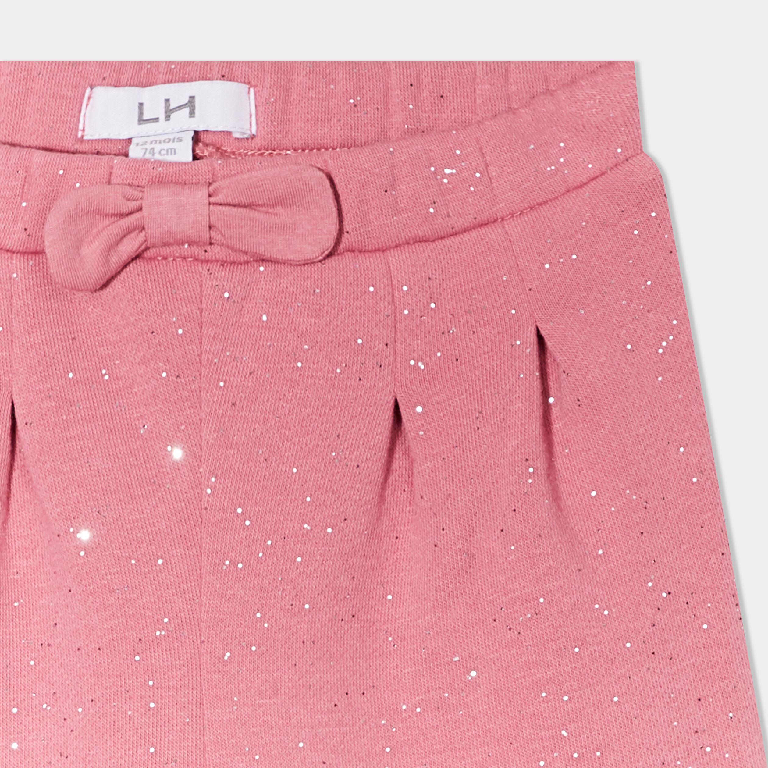 Pantalon jogging molleton &agrave; noeud vieux rose b&eacute;b&eacute; fille