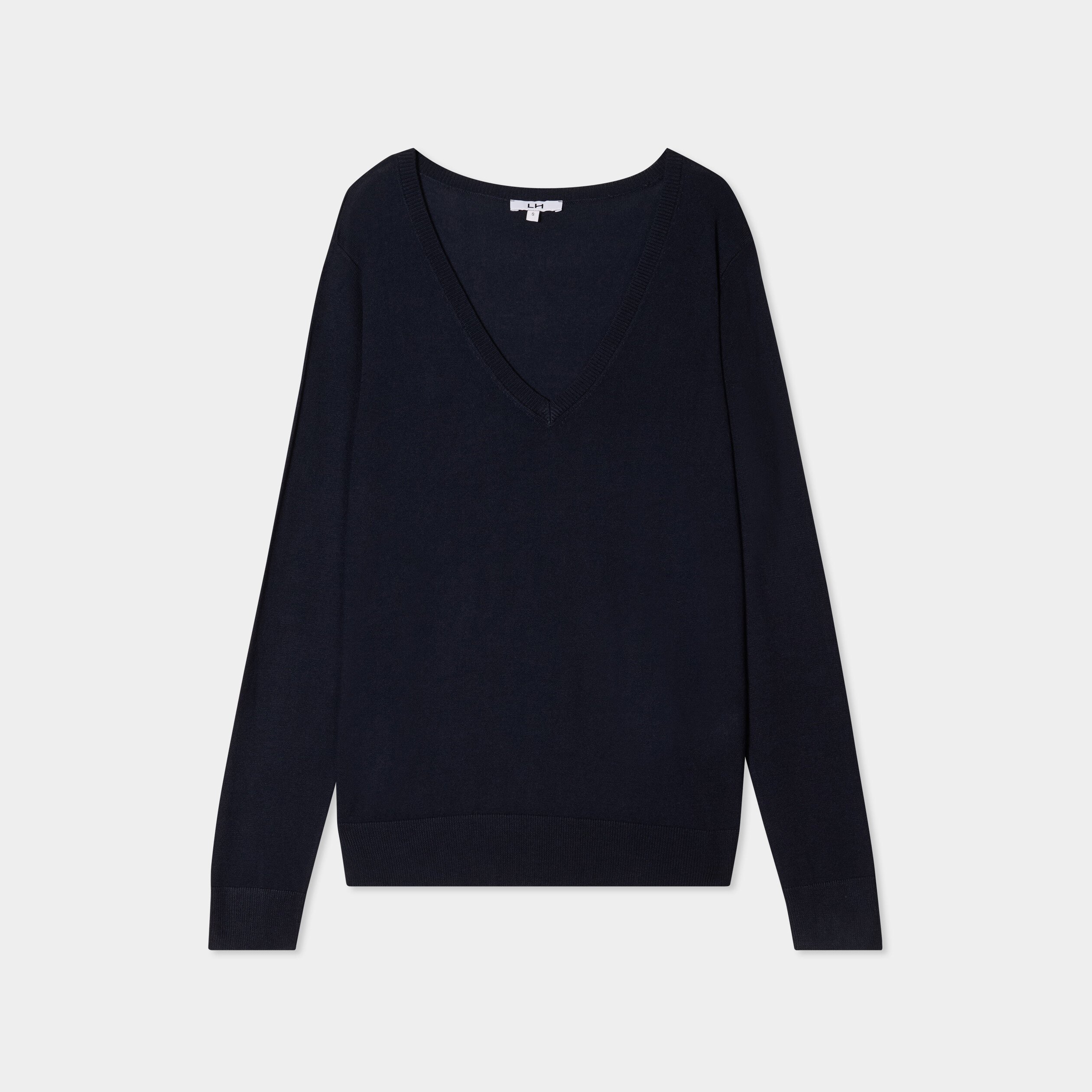 pull col en v manches longues bleu marine femme Pull col en V manches longues bleu marine femme