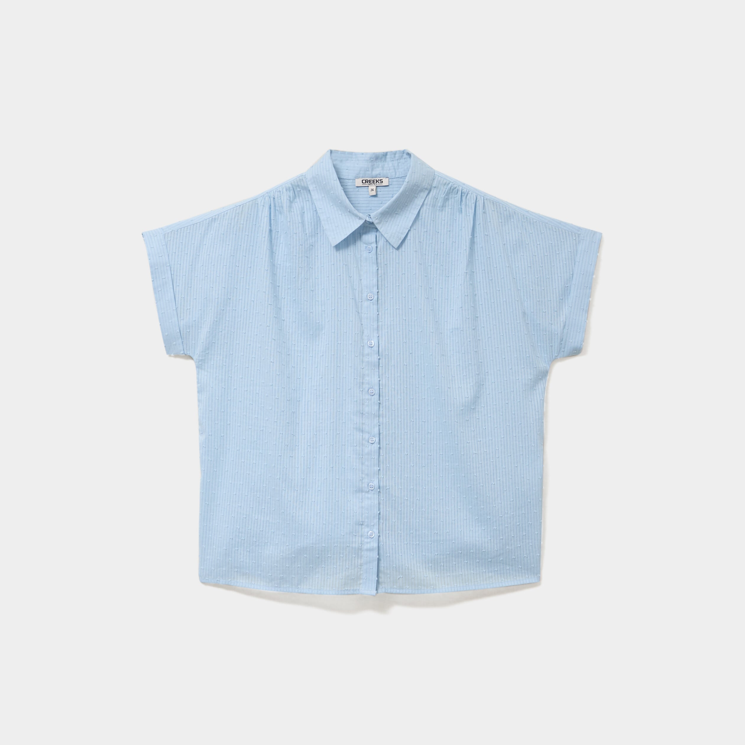 Chemise manches courtes coton bleu clair femme