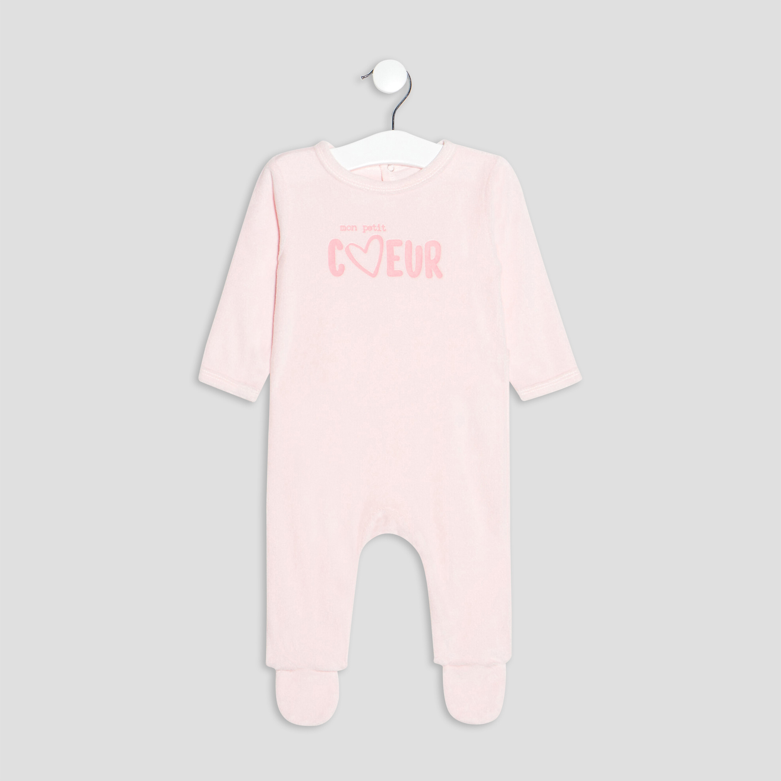 dors bien velours manches longues rose clair bebef Dors-bien velours manches longues rose clair bébé fille