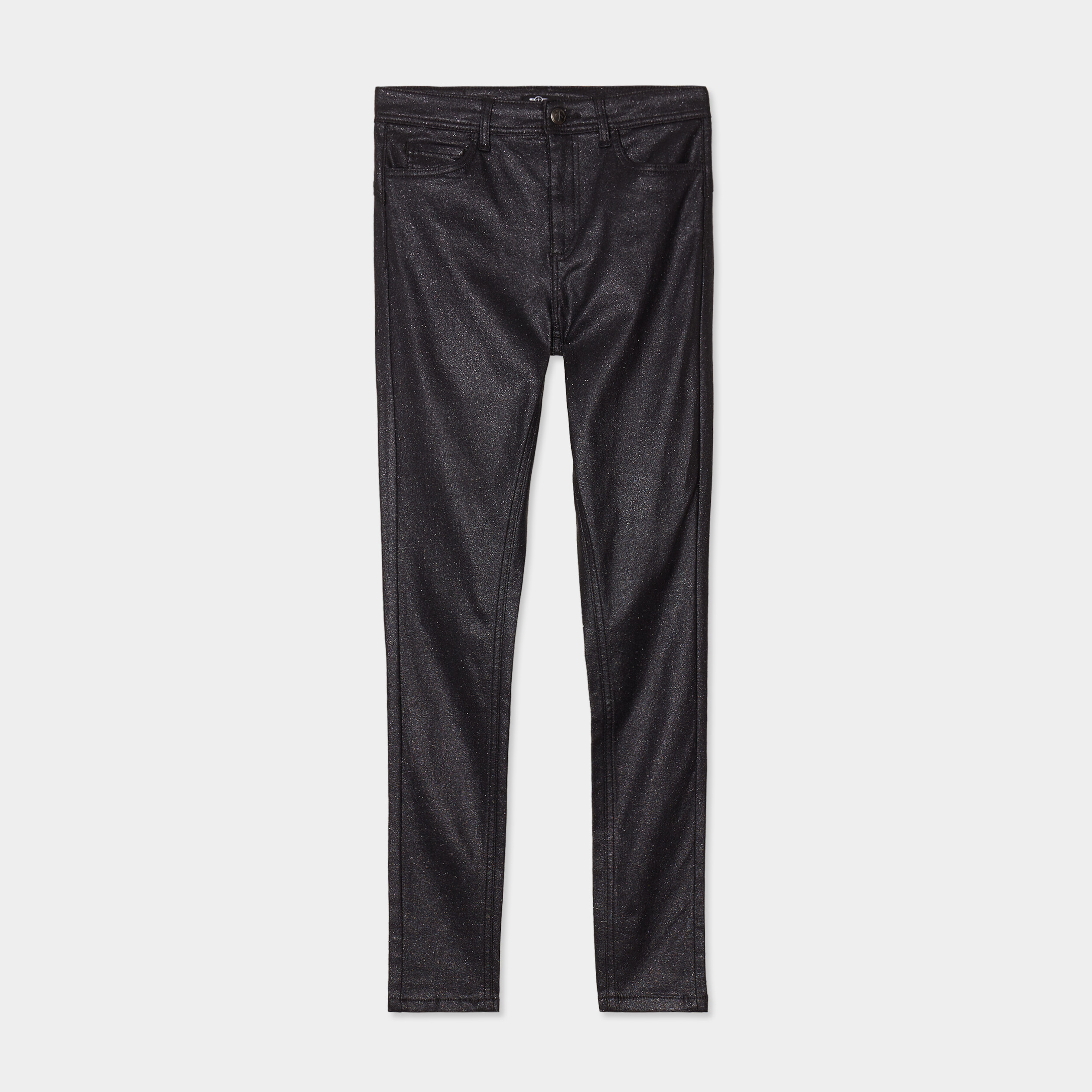 Pantalon enduit skinny push up denim noir enduit femme La Halle