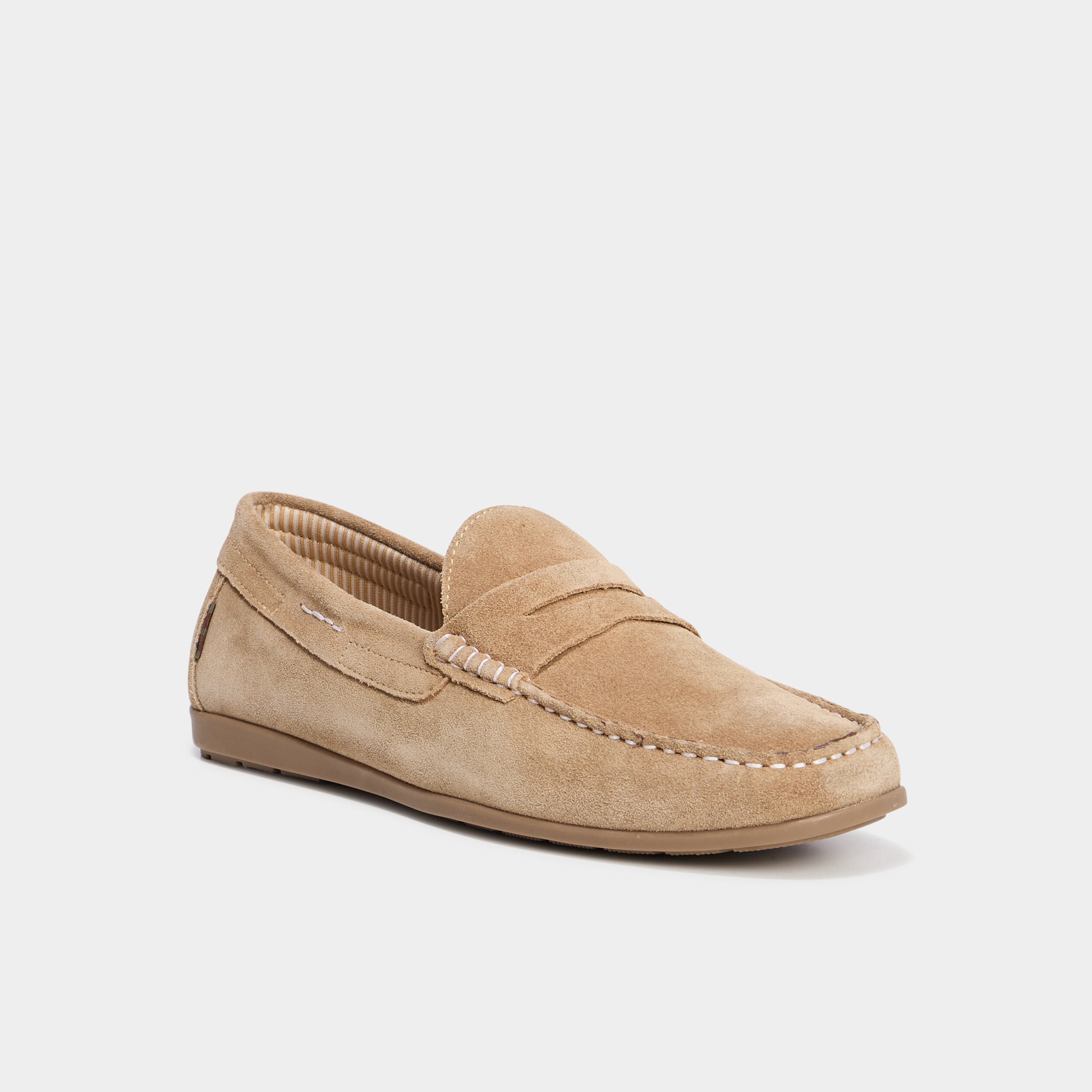 Mocassins en cuir daim sable homme