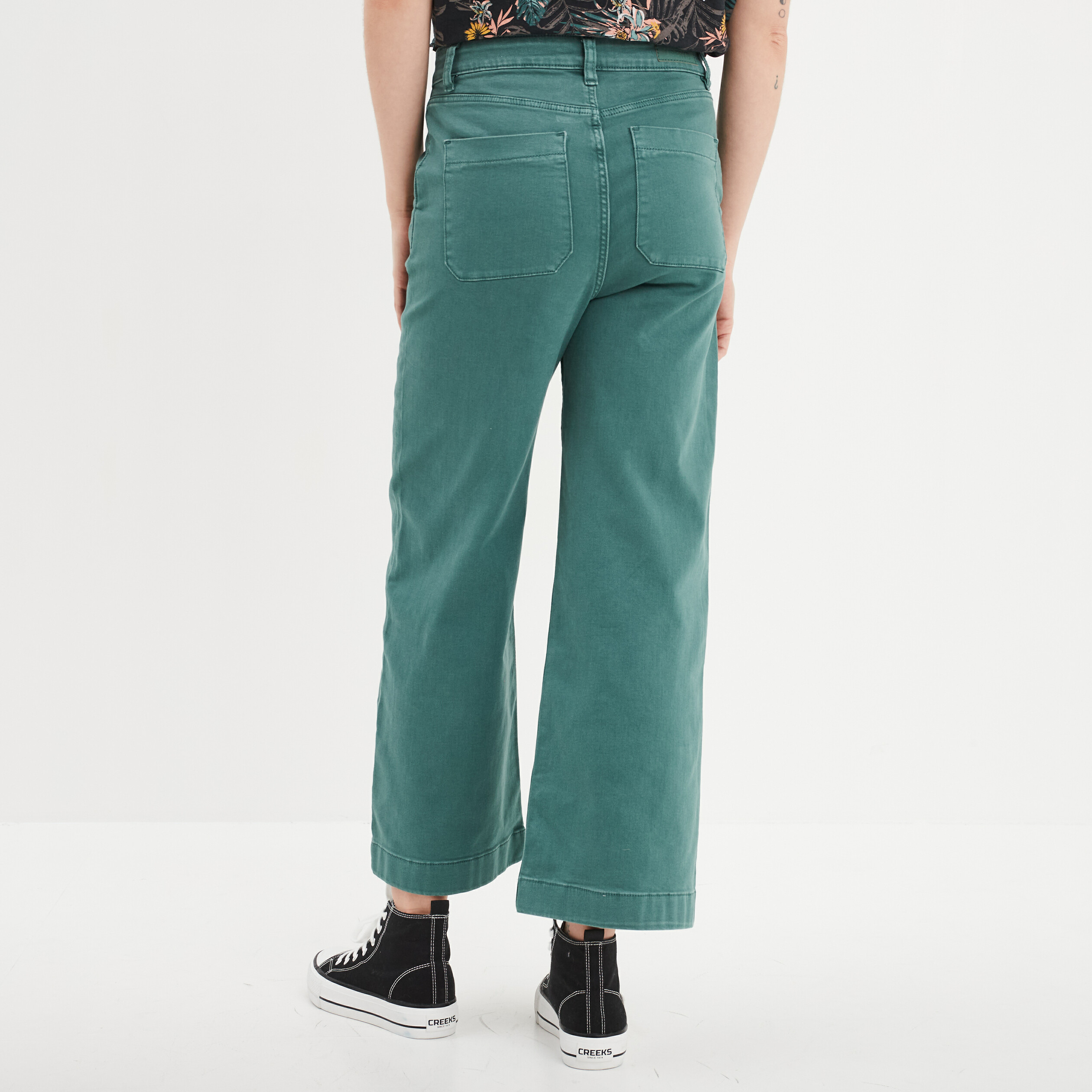pantalon jambe large 78eme liberto vert fonce femme Pantalon jambe large 7/8ème Liberto vert foncé femme