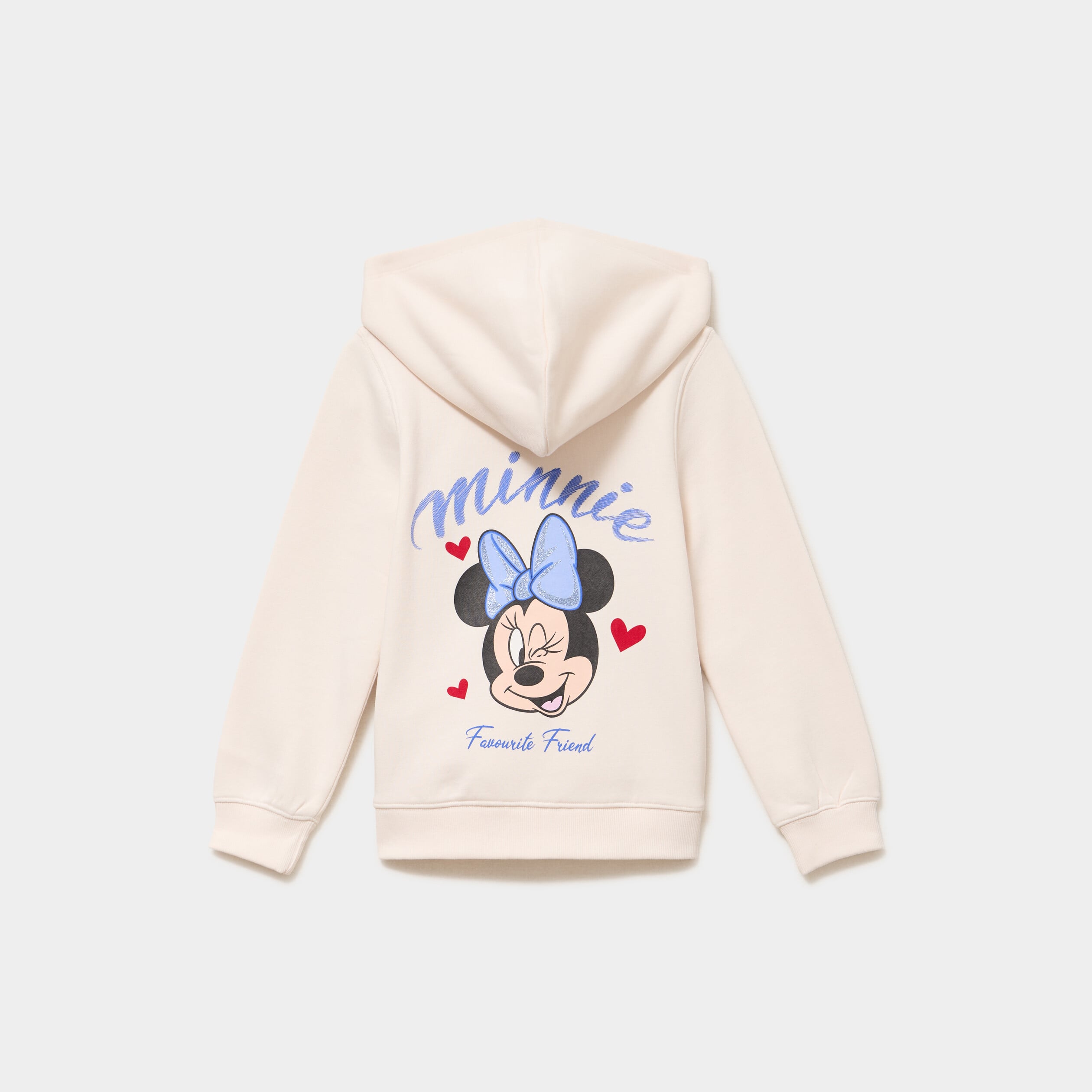 Sweat zipp&eacute; molletonn&eacute; &agrave; capuche Minnie beige fille