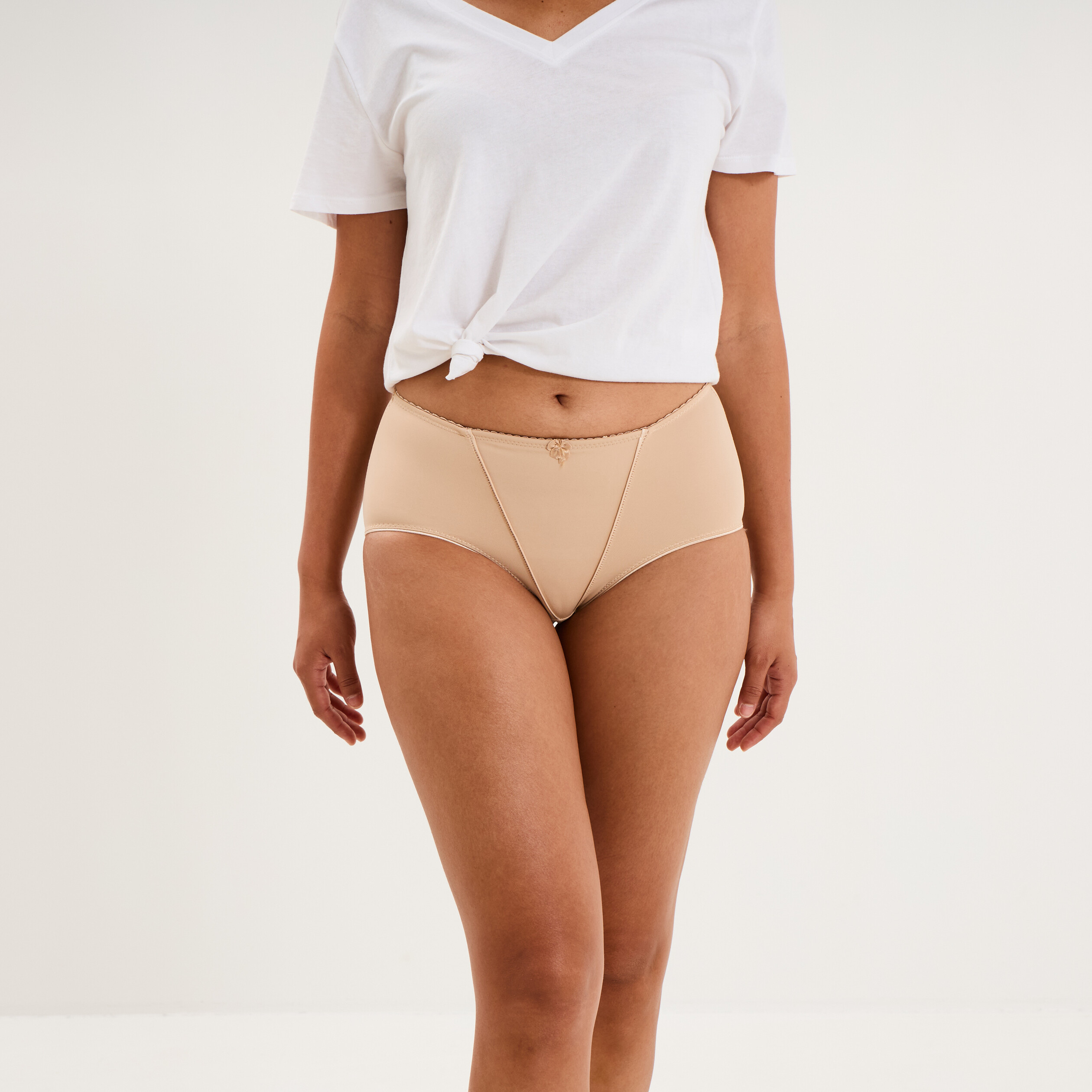 Culotte taille haute beige femme