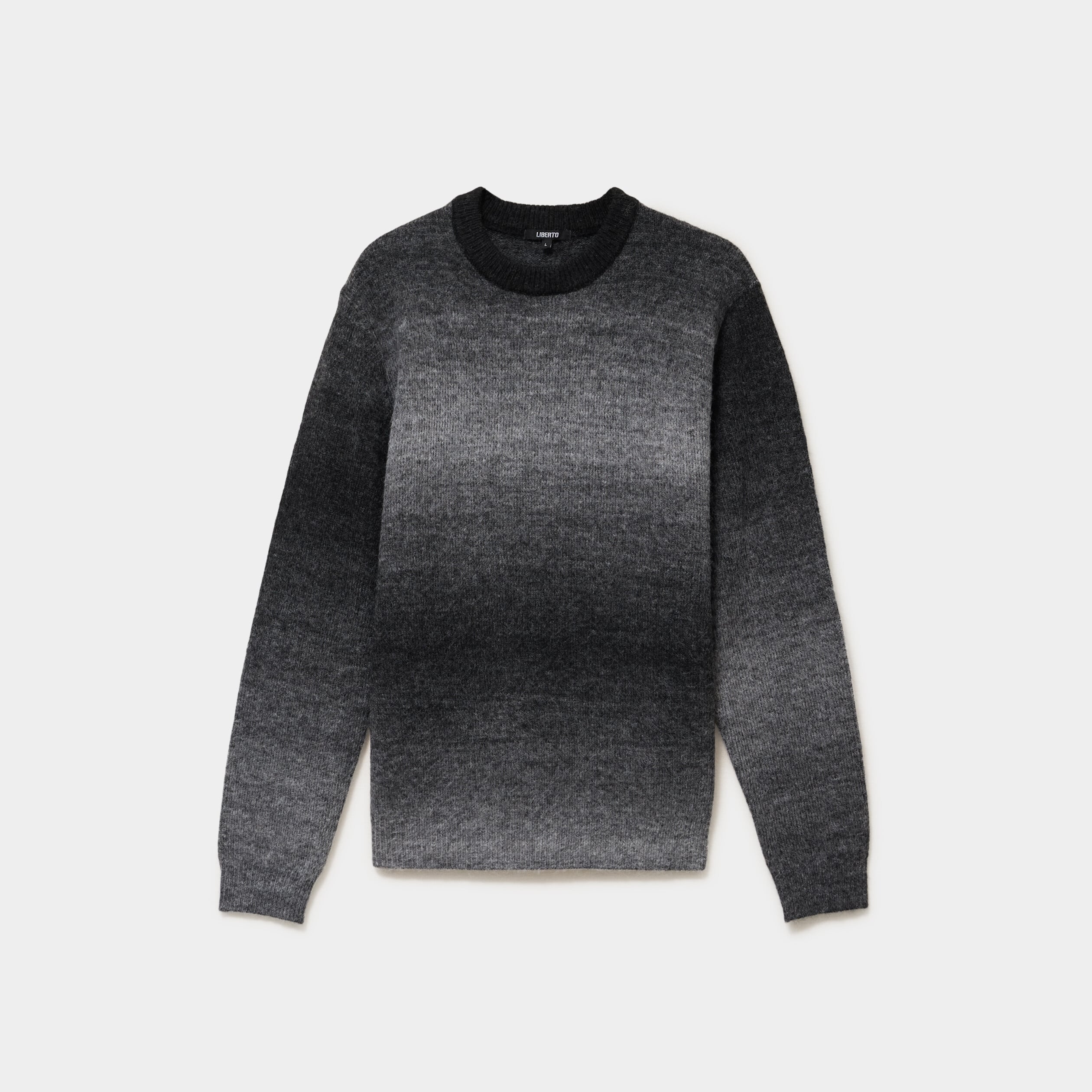Pull droit col rond manches longues gris fonc&eacute; homme