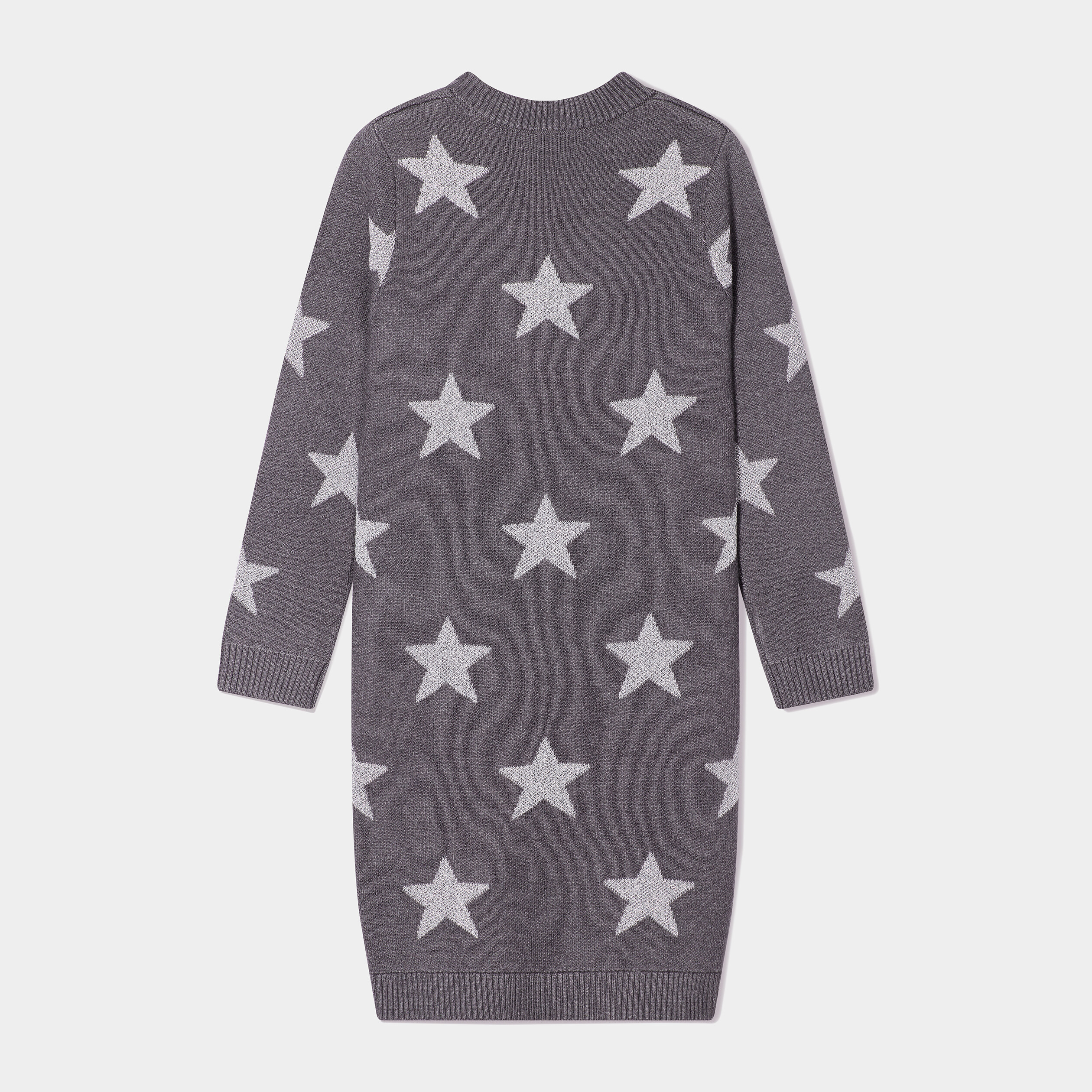 robe pull tricot droite a col rond gris fonce fille Robe pull tricot droite à col rond gris foncé fille