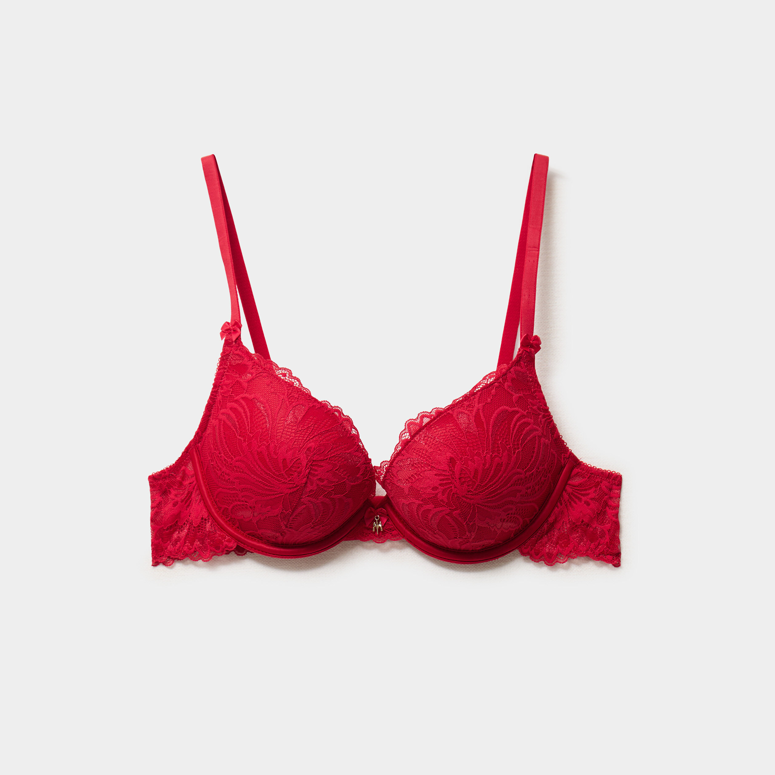 Soutien-gorge maxi push-up dentelle rouge femme