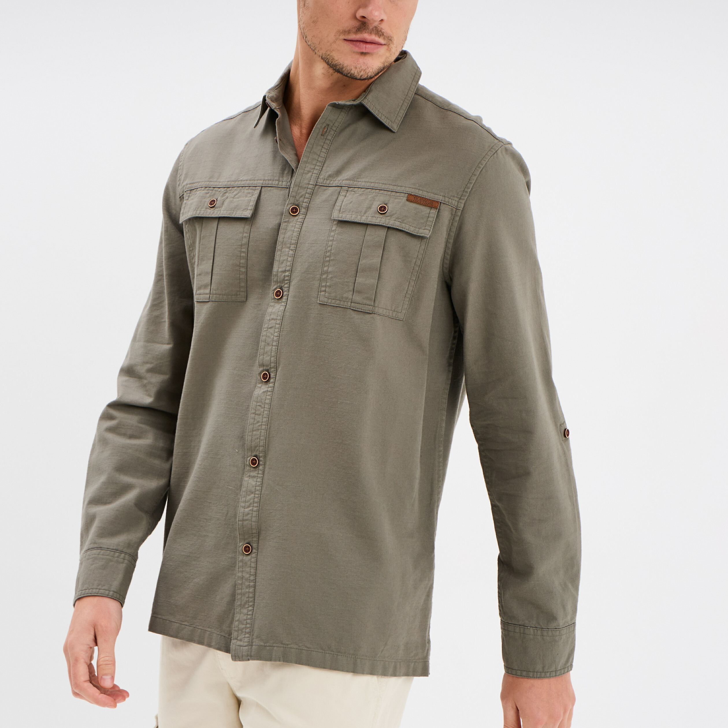 Chemise manches longues Trappeur gris homme