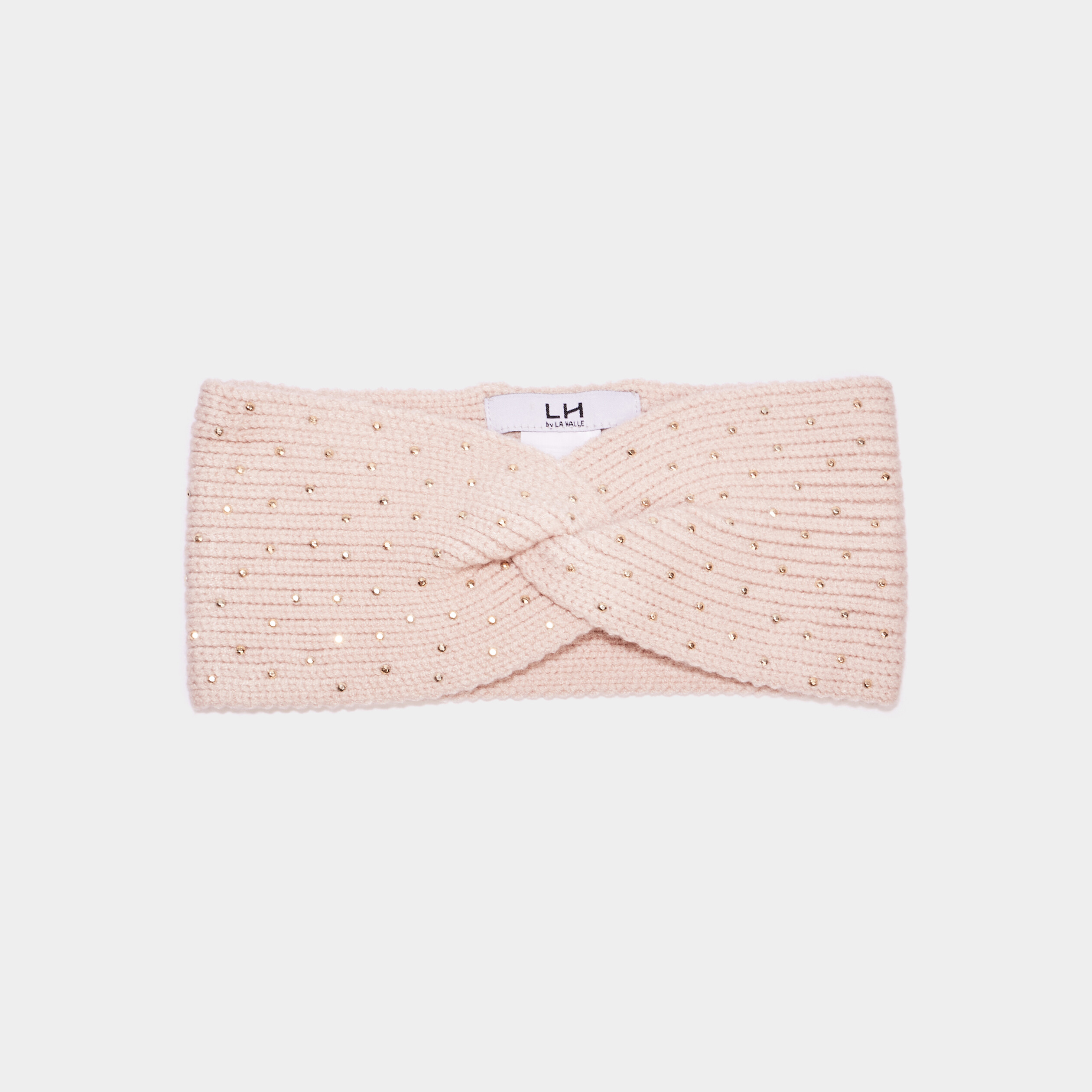 bandeau tricote avec strass sable femme Bandeau tricoté avec strass sable femme