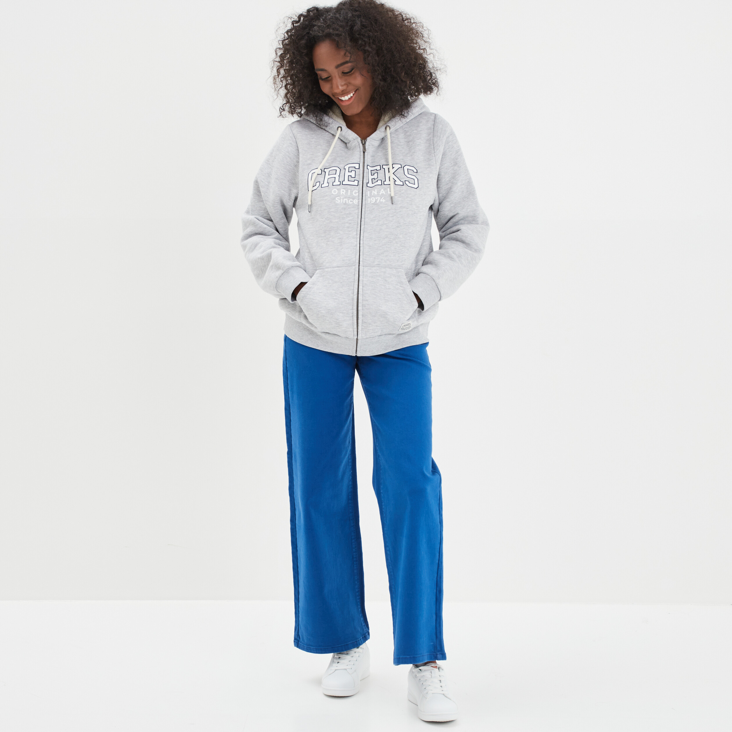 Pantalon large Creeks bleu roi femme