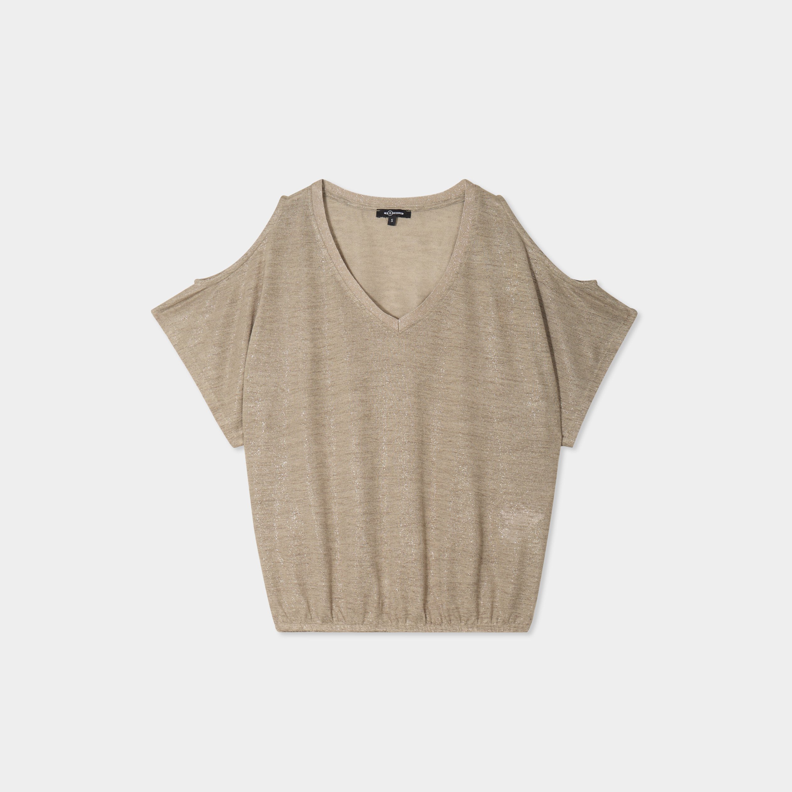 t shirt epaules ouvertes col en v vert kaki femme T-shirt épaules ouvertes col en V vert kaki femme