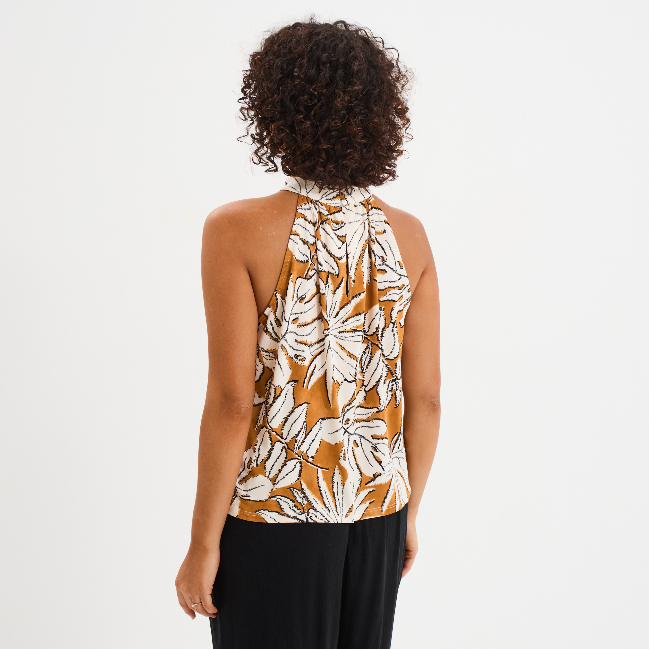 debardeur encolure americaine jaune moutarde femme Débardeur encolure américaine jaune moutarde femme