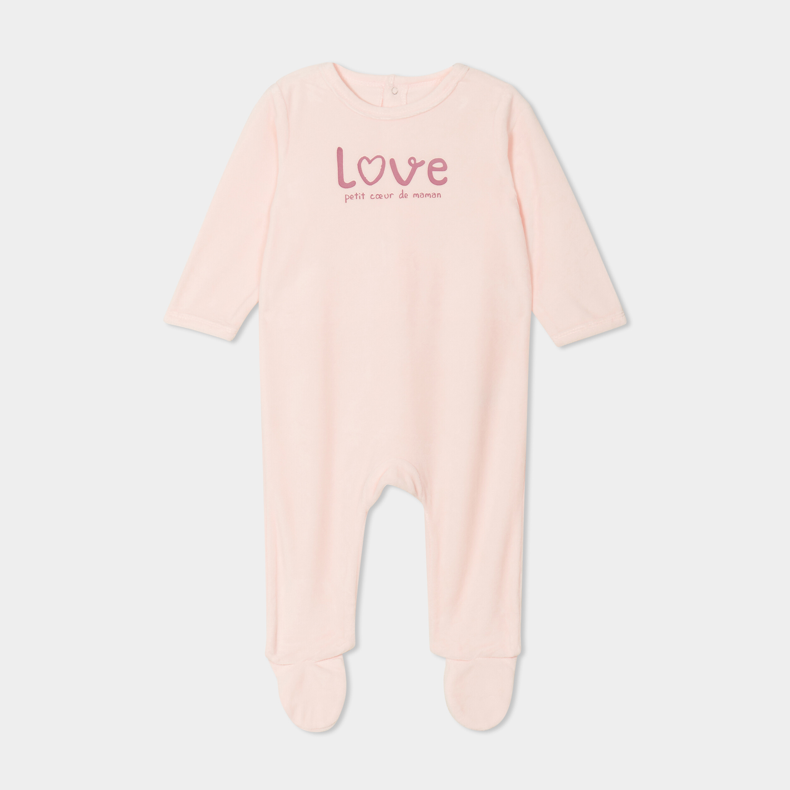 Dors-bien manches longues boutonn&eacute; rose clair b&eacute;b&eacute;