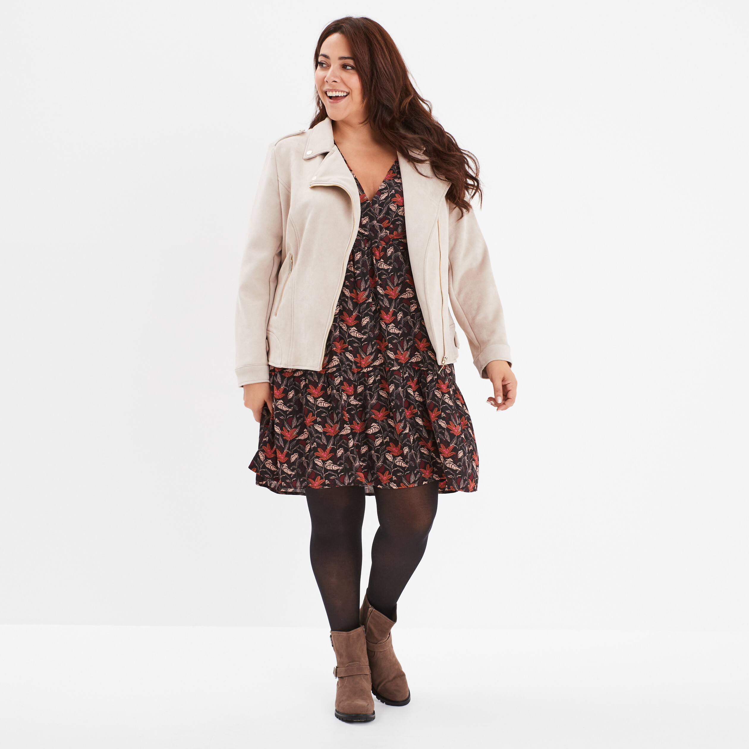 Robe cache-coeur &eacute;vas&eacute;e longueur genou bordeaux femme grande taille