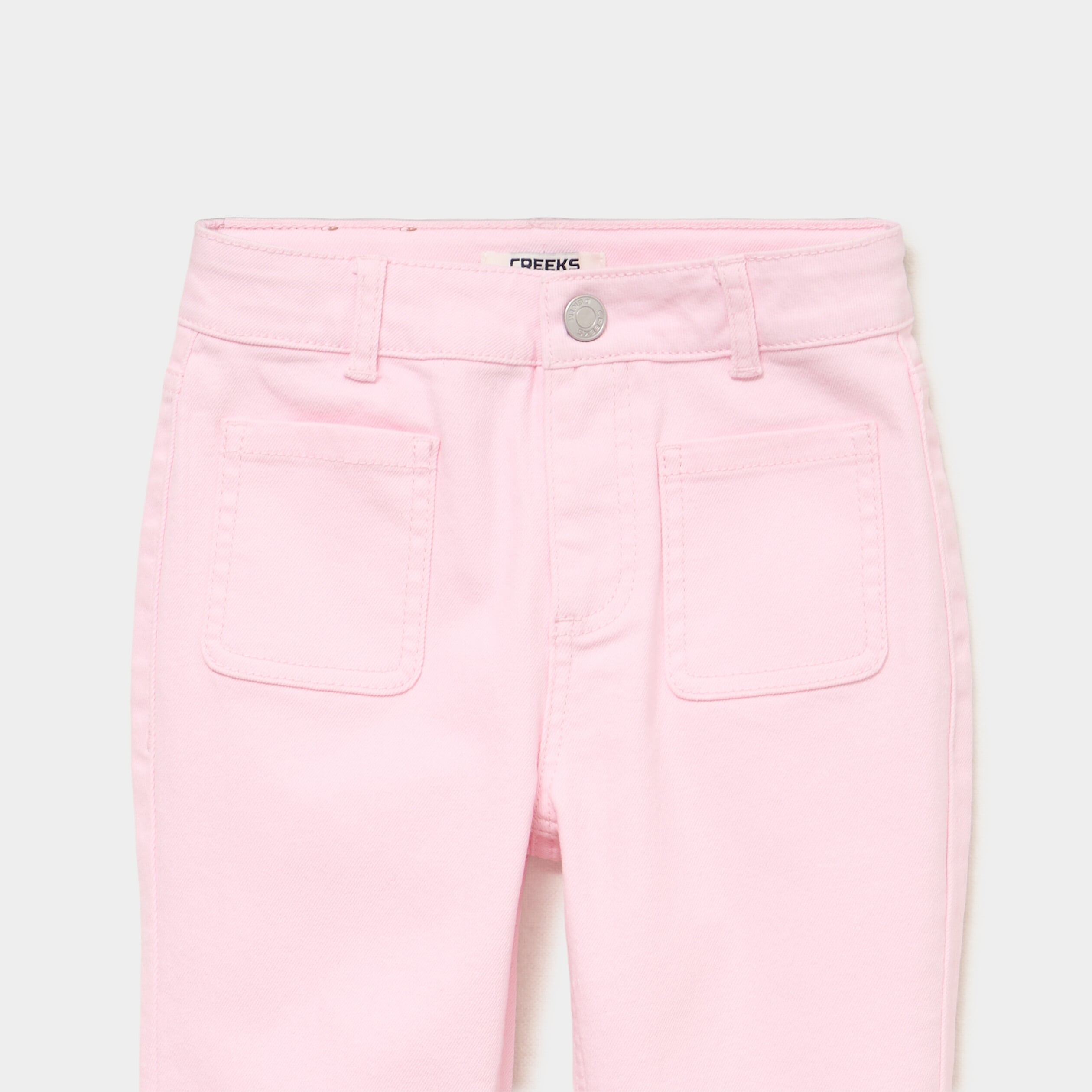 Pantalon bootcut twill 4 poches rose clair fille