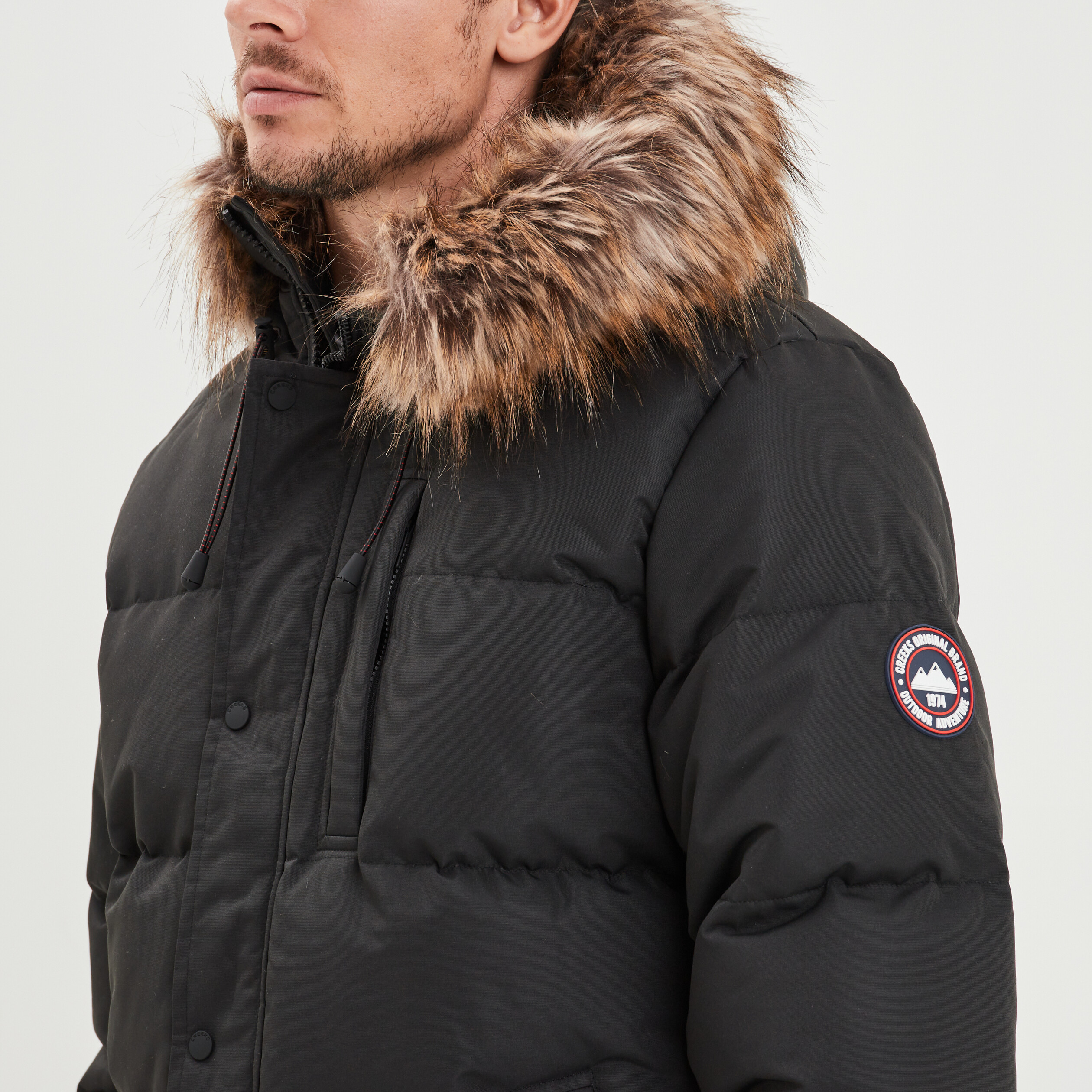 Manteau Homme Noir Avec Capuche Fourrure 