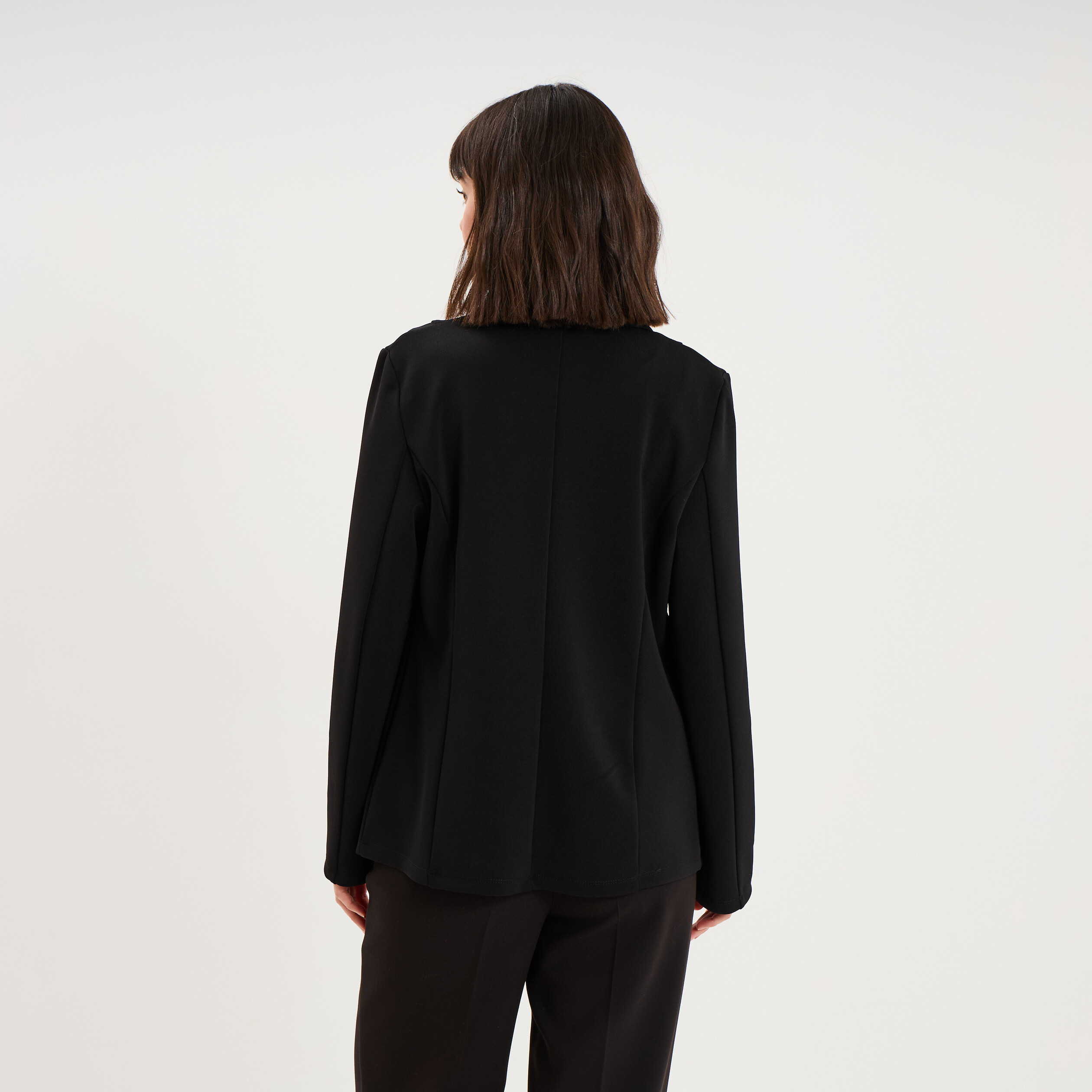 Blazer col tailleur manches longues noir femme