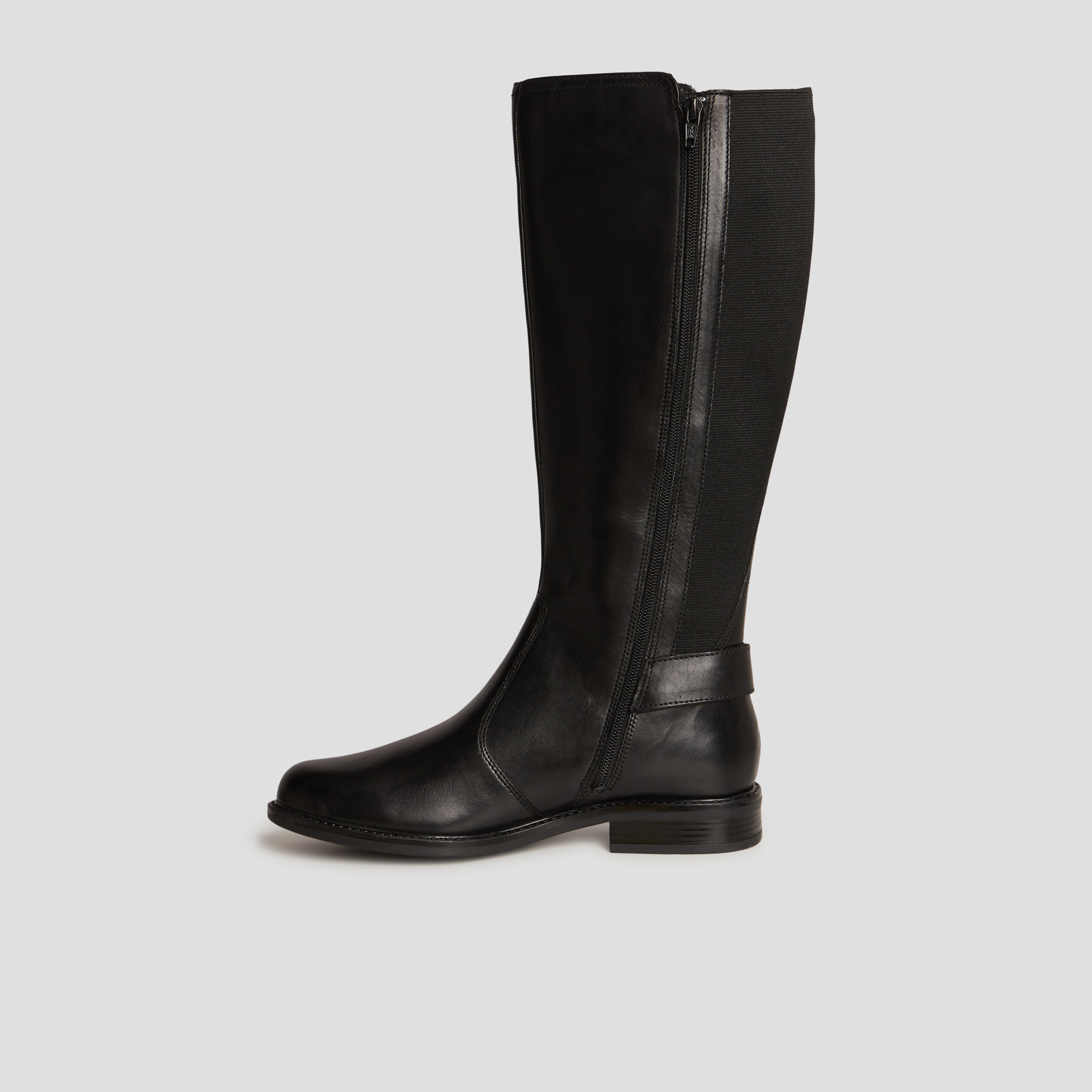 Bottes cavali&egrave;res avec boucles en cuir noir femme