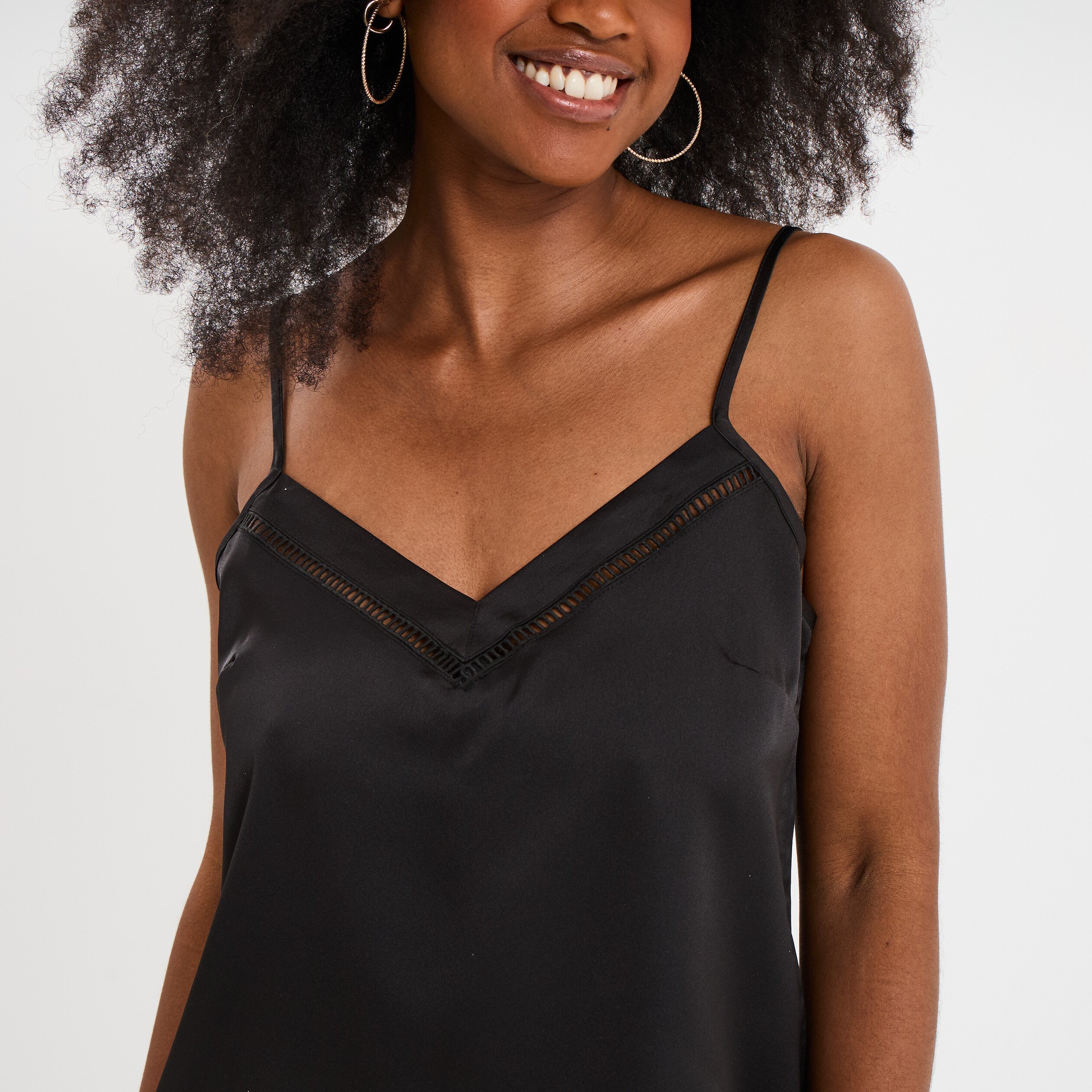 caraco effet satin noir femme Caraco effet satin noir femme