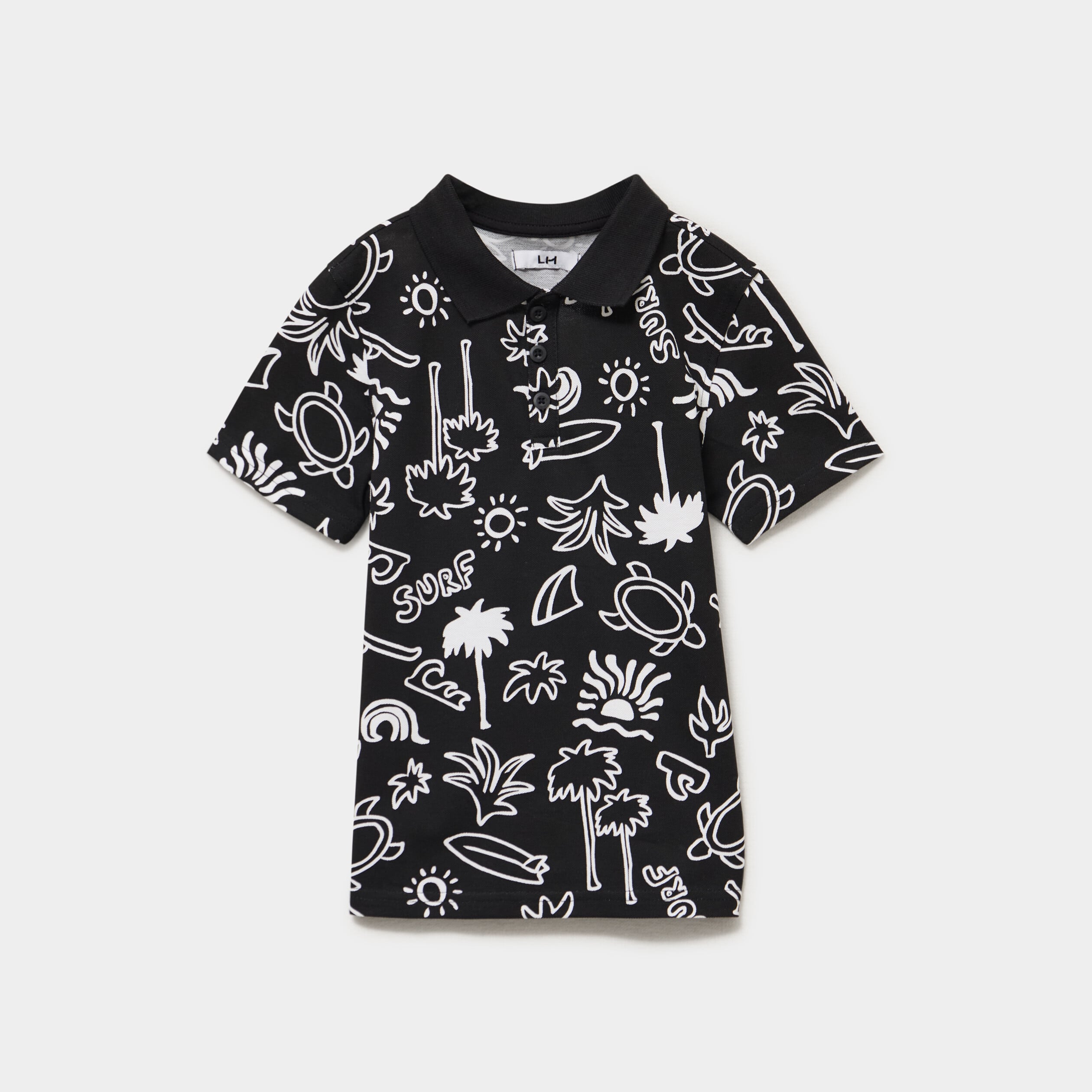 Polo manches courtes noir gar&ccedil;on