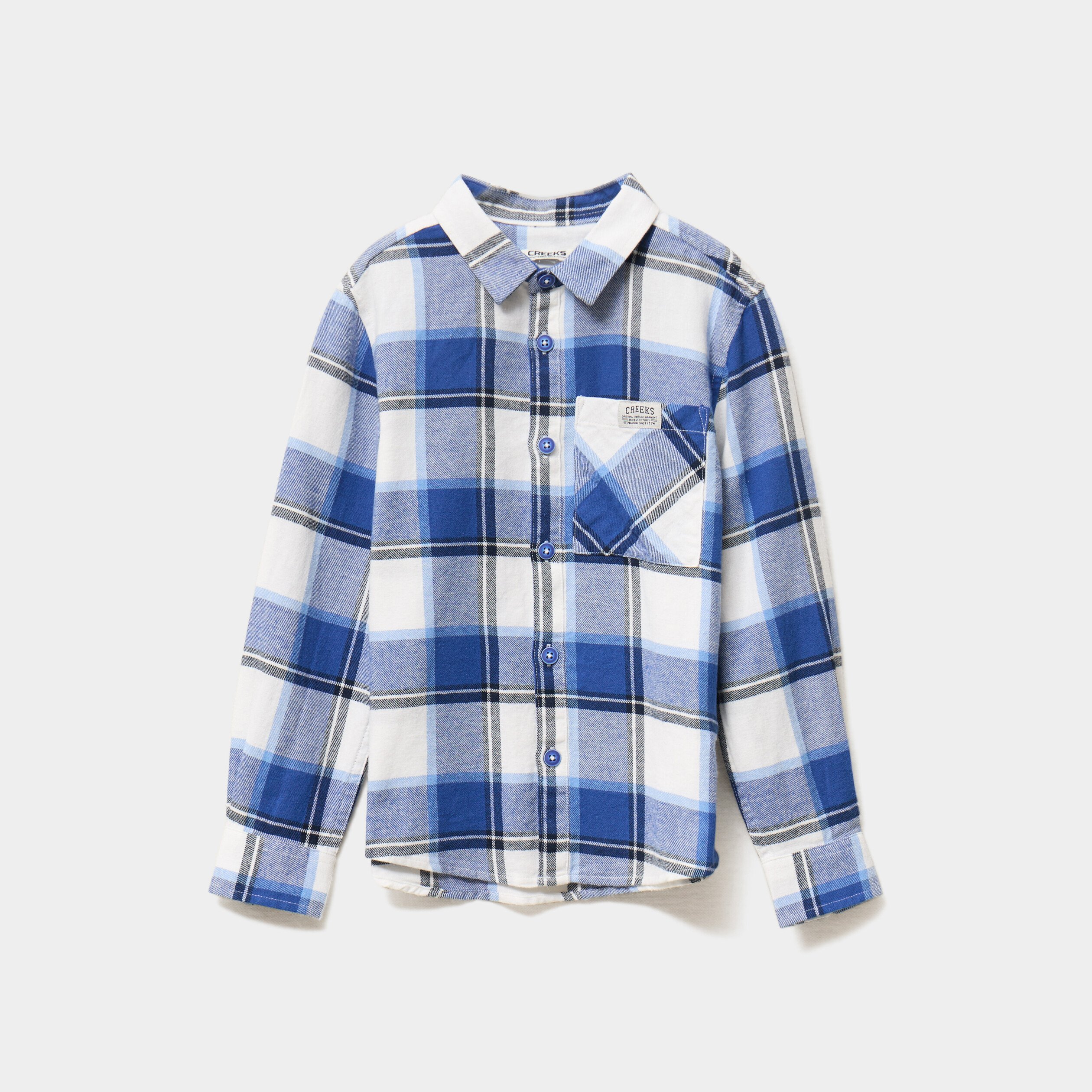 chemise 1 poche manches longues coton bleu roi garcon Chemise 1 poche manches longues coton bleu roi garçon