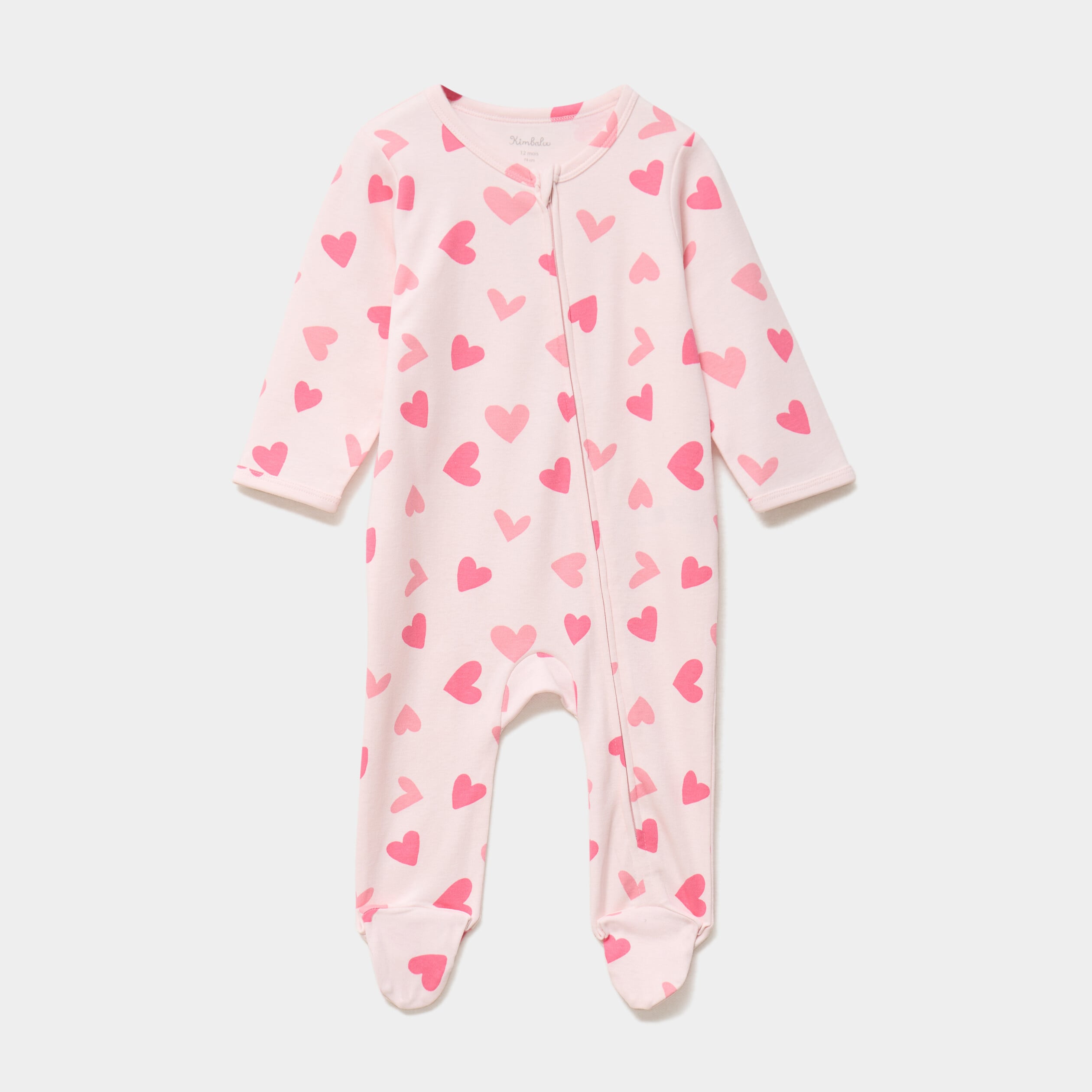 Dors-bien coton manches longues zipp&eacute; rose clair b&eacute;b&eacute;