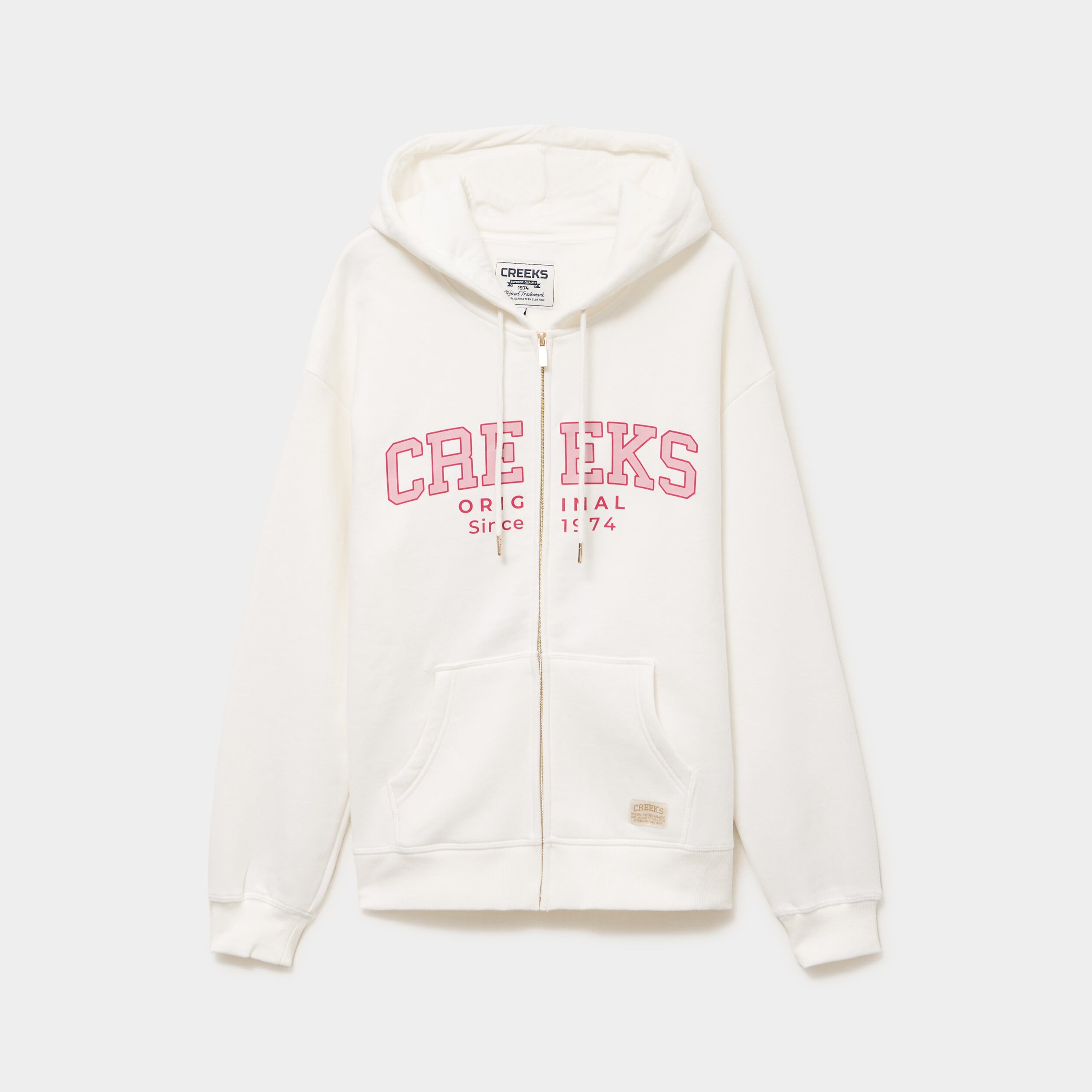 Sweat zipp&eacute; &agrave; capuche blanc femme