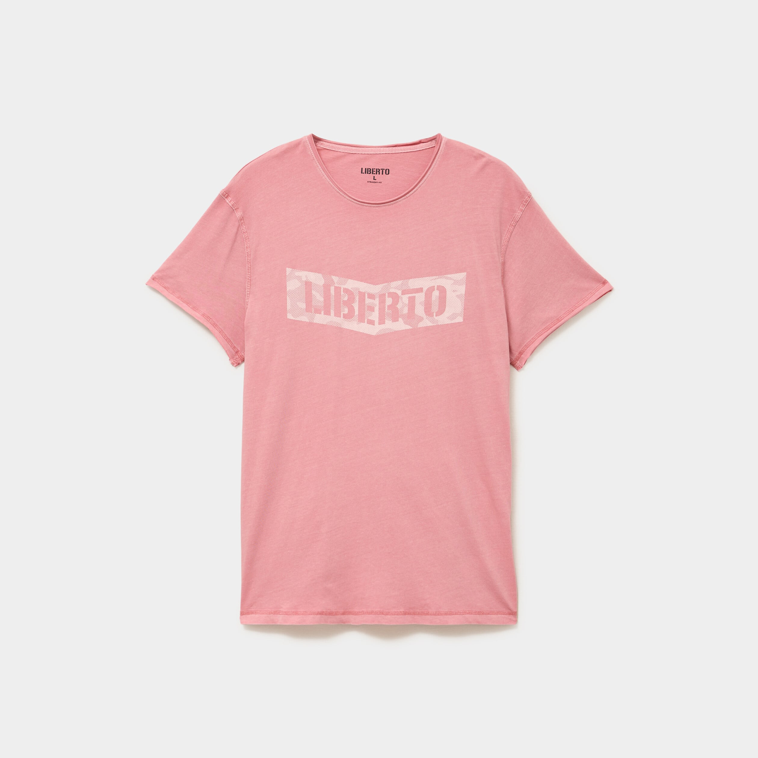 T-shirt manches courtes coton d&eacute;lav&eacute; vieux rose homme