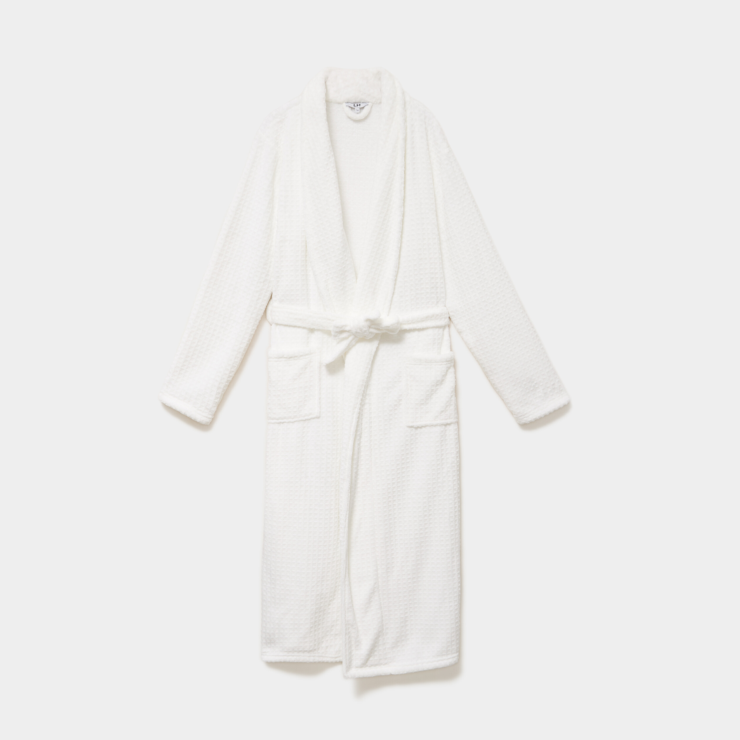 Peignoir long ceintur&eacute; 2 poches blanc femme