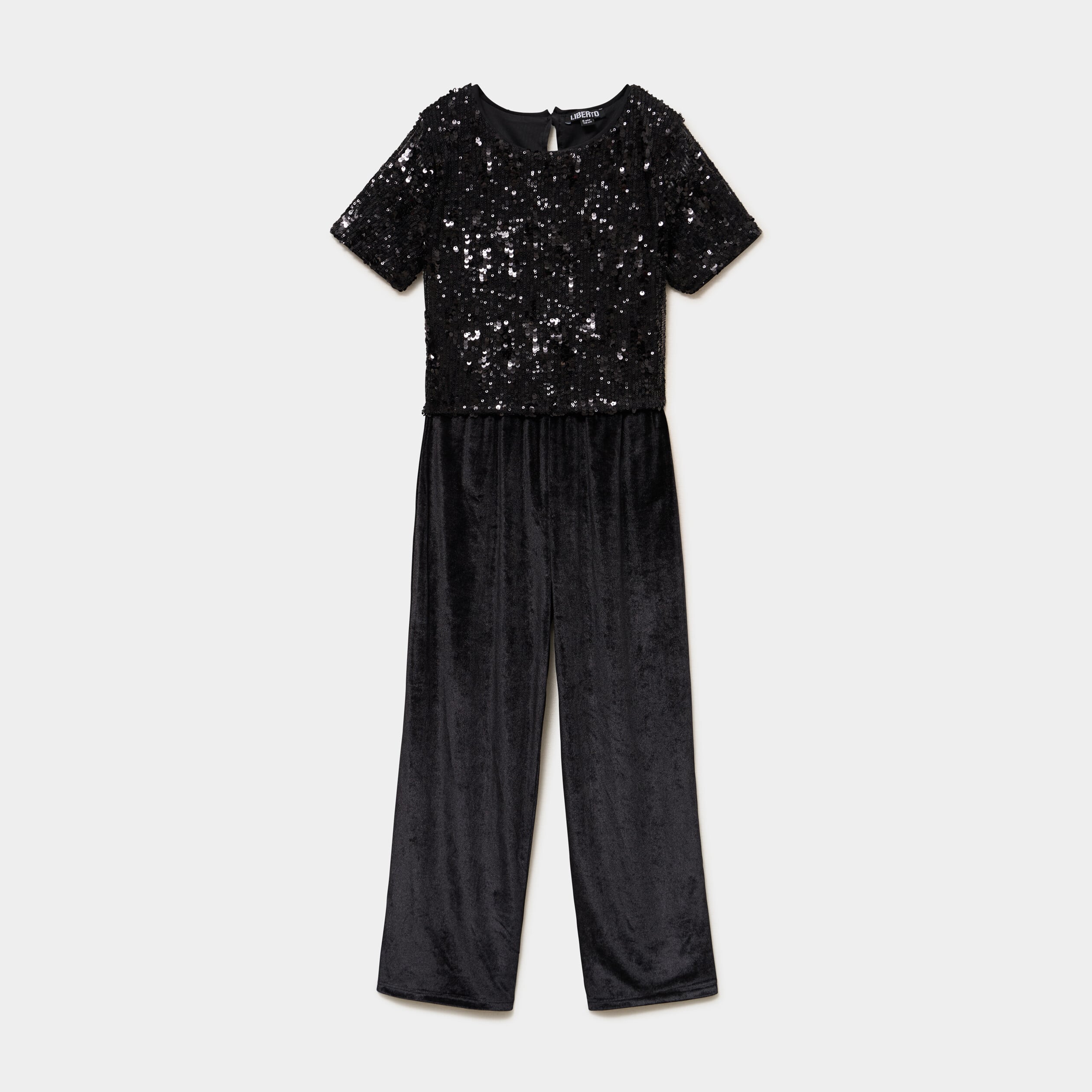 Combinaison pantalon &agrave; paillettes noir fille