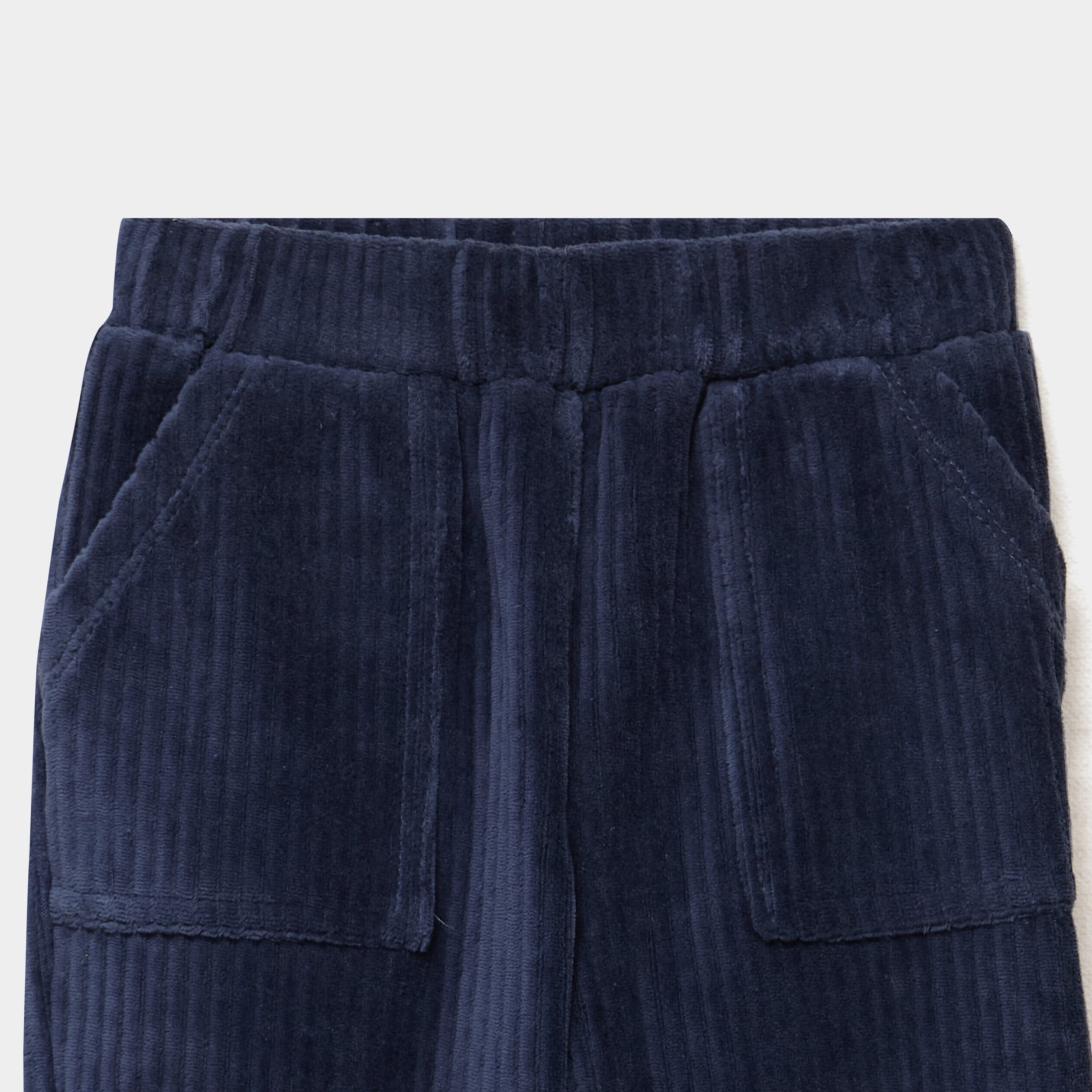 Pantalon effet velours c&ocirc;tel&eacute; bleu marine b&eacute;b&eacute; gar&ccedil;on