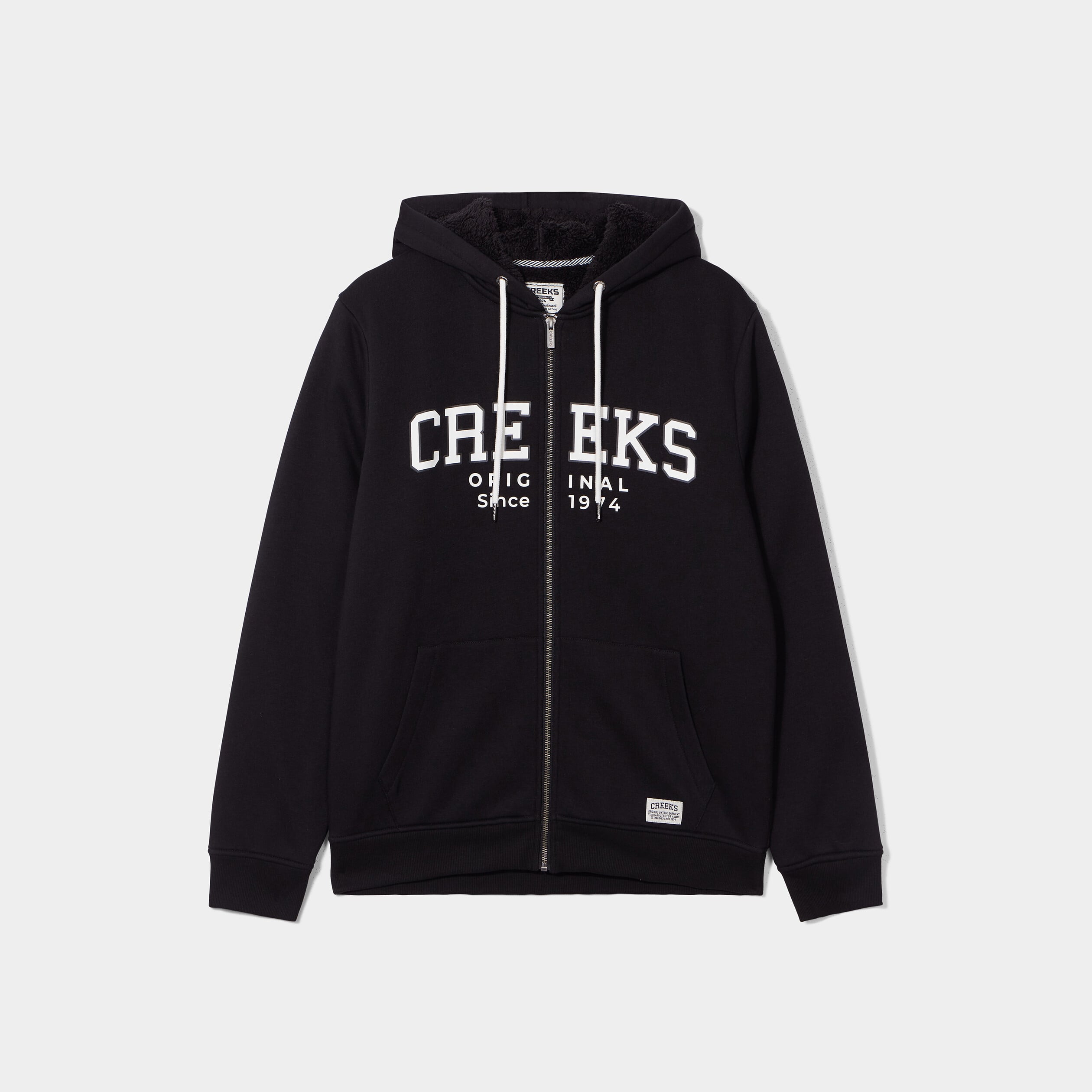 Sweat zipp&eacute; &agrave; capuche molleton doubl&eacute; noir homme