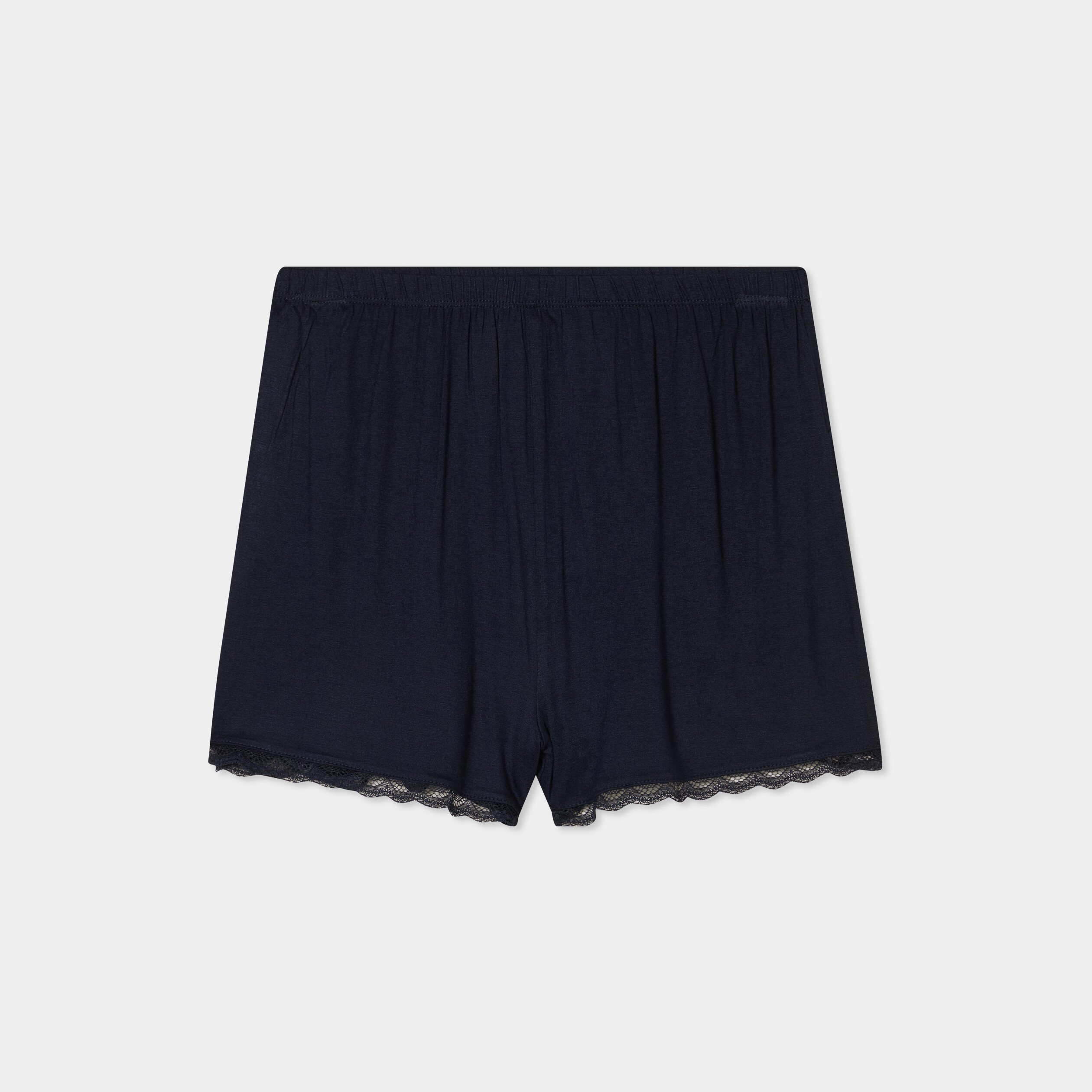 bas de pyjama short details dentelle bleu fonce femme Bas de pyjama short détails dentelle bleu foncé femme