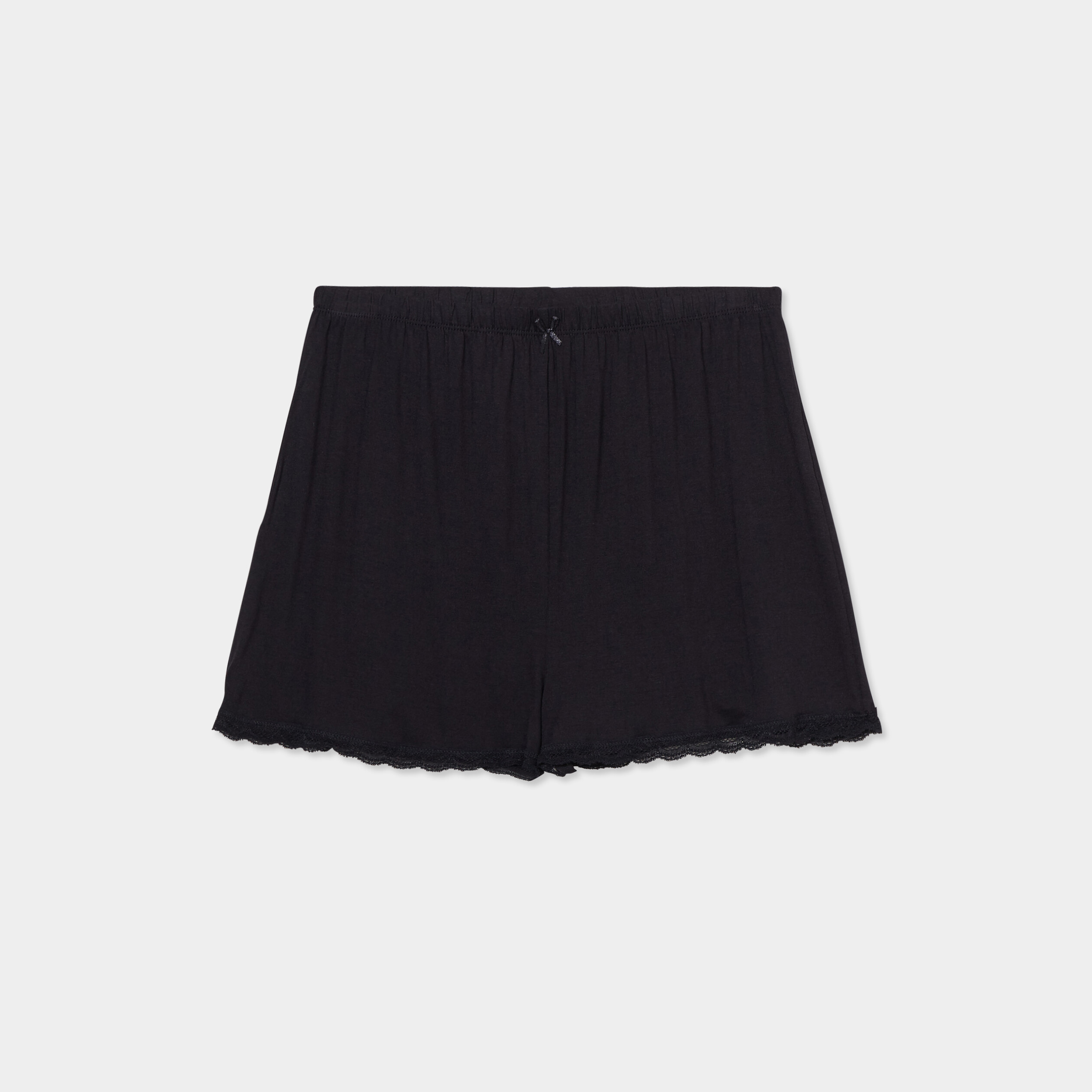 bas de pyjama short details dentelle noir femme Bas de pyjama short détails dentelle noir femme
