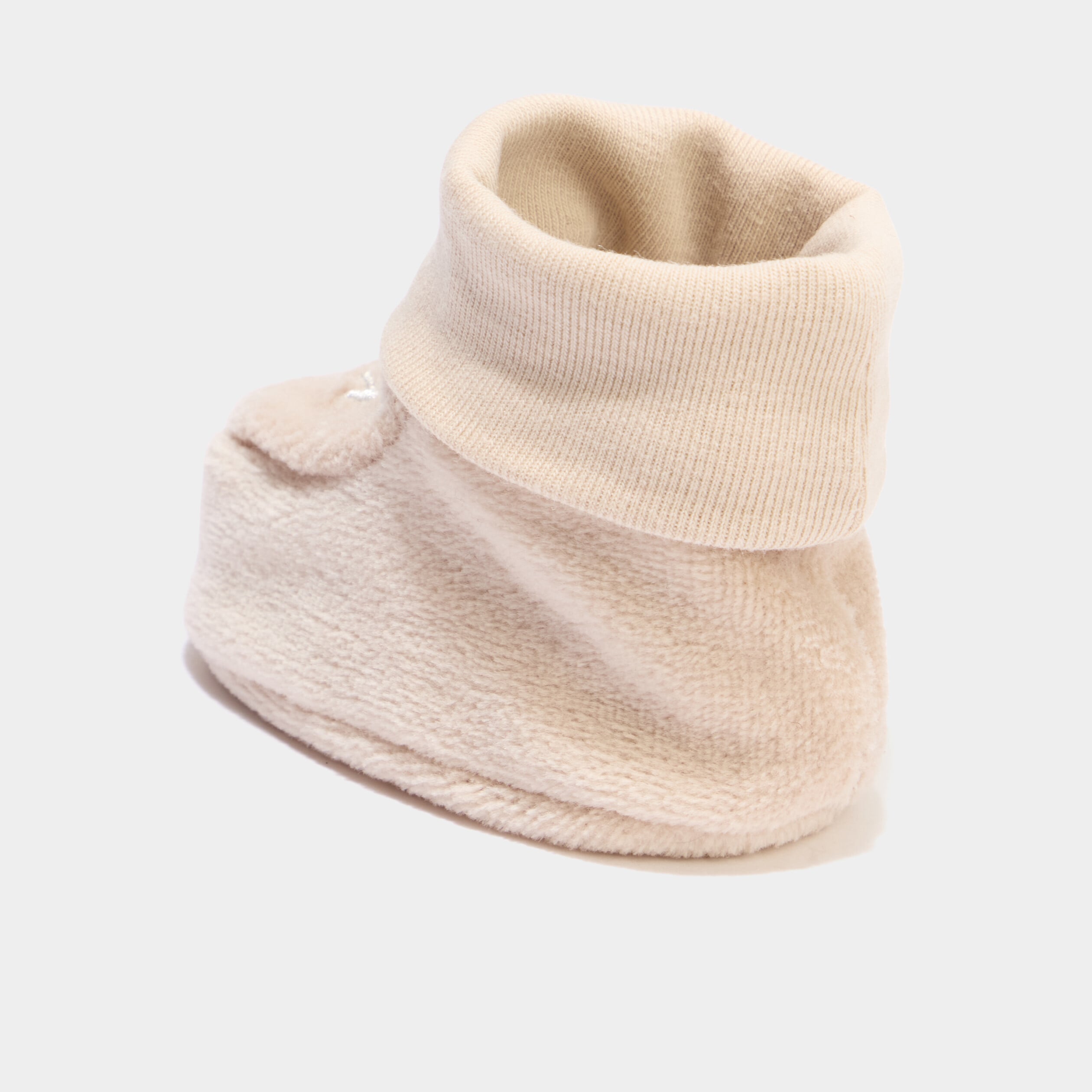 Chaussettes de naissance brod&eacute;es taupe b&eacute;b&eacute;