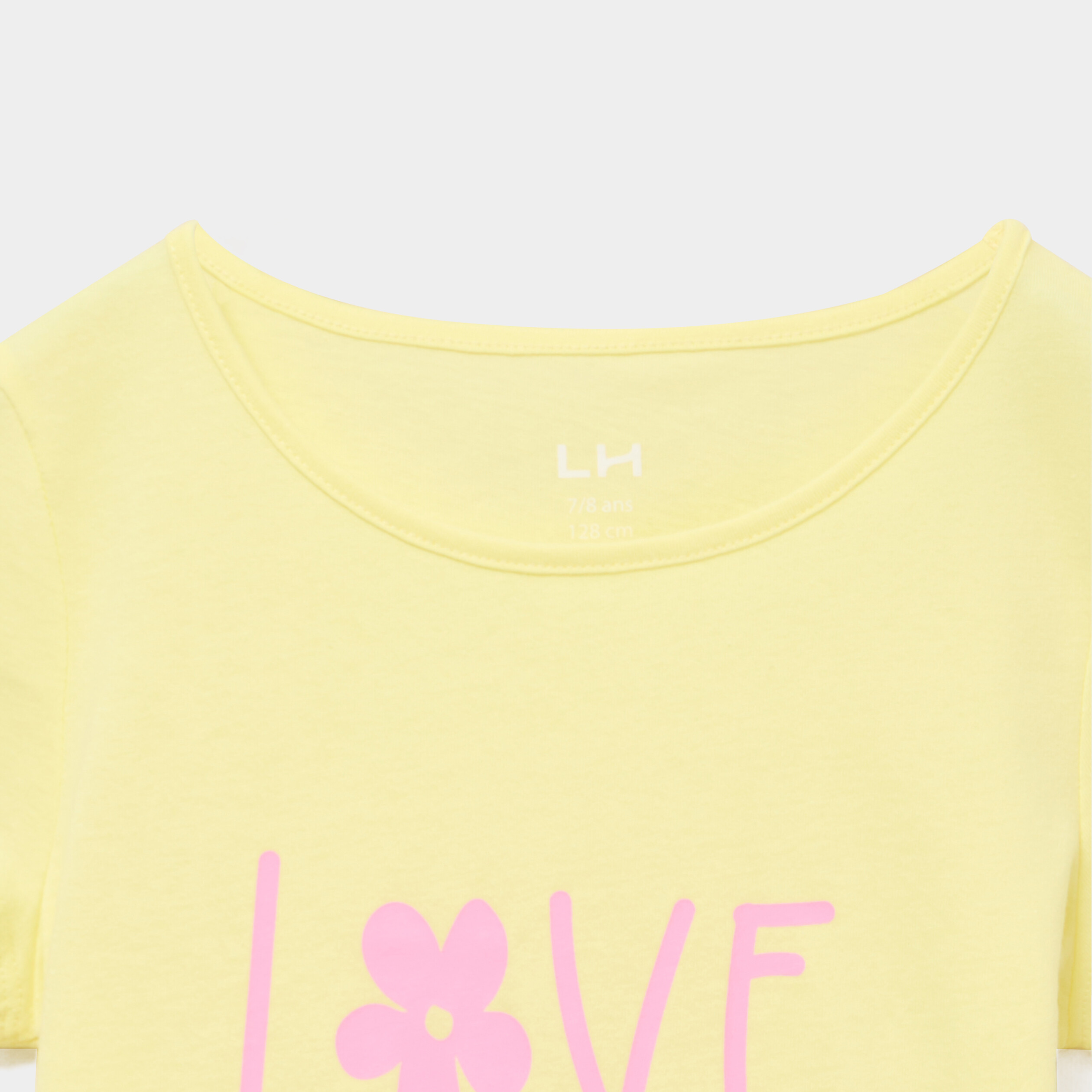 Ensemble pyjama short et t-shirt coton jaune clair fille