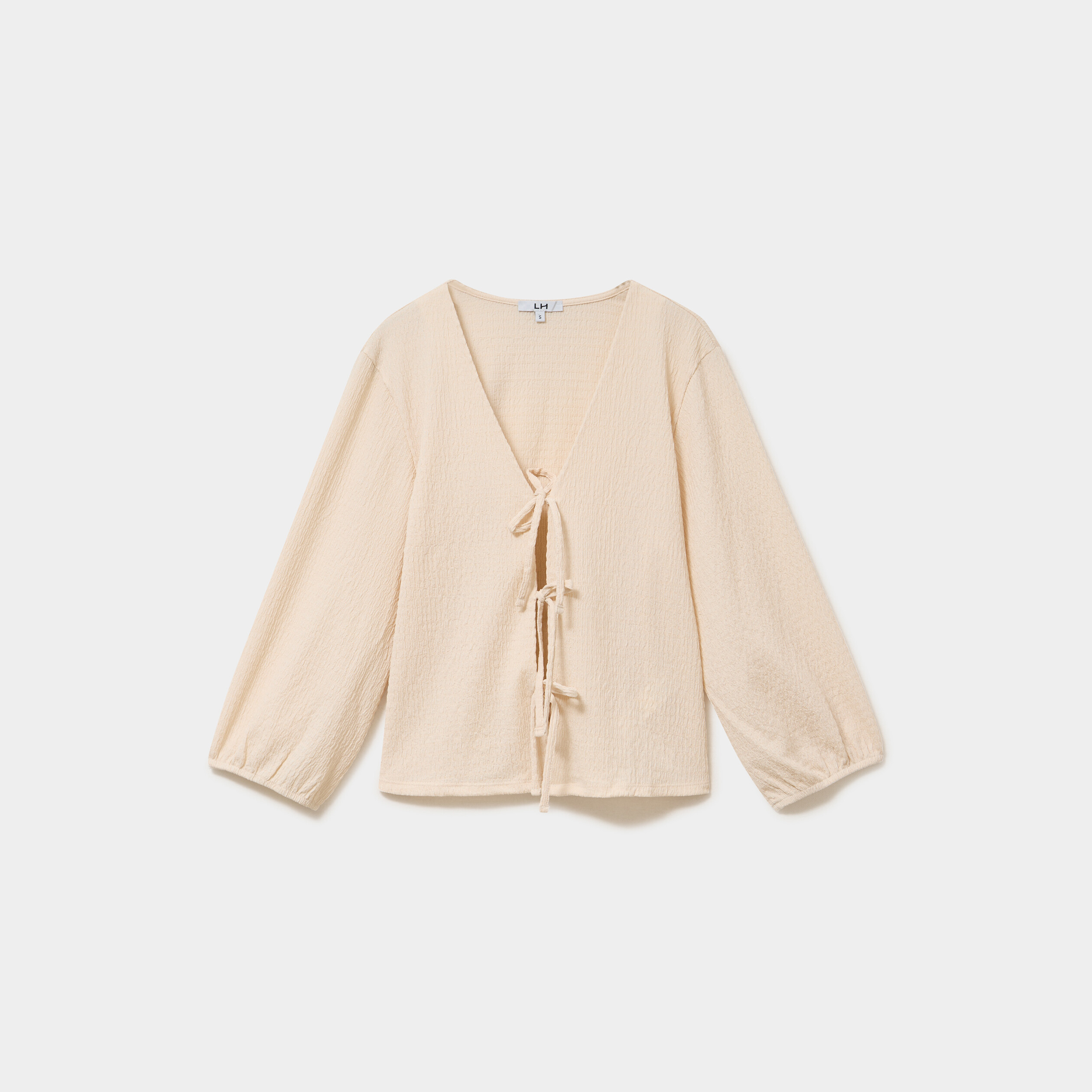 Blouse nou&eacute;e devant manches 3/4 sable femme