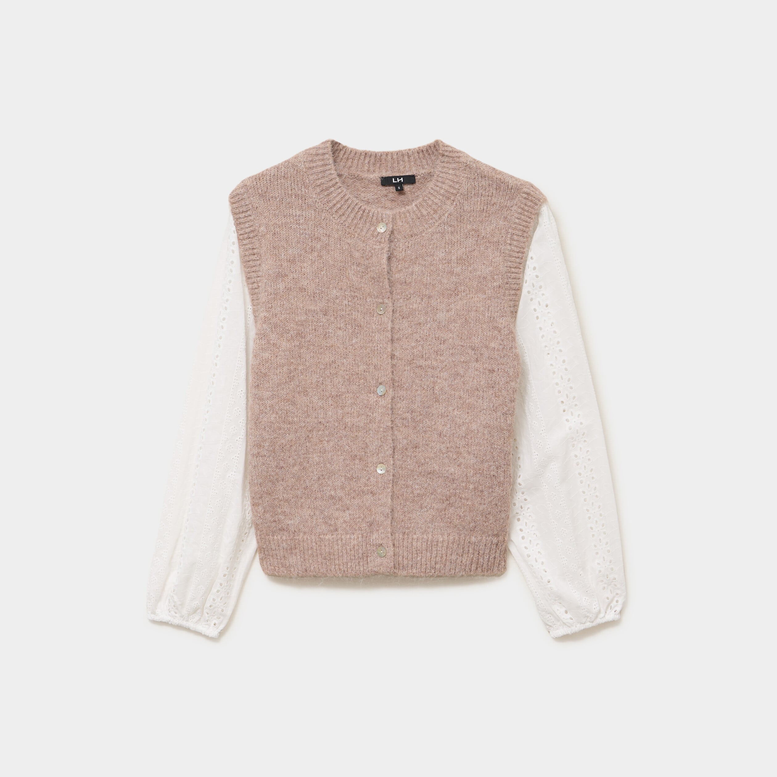 Gilet effet 2-en-1 beige femme