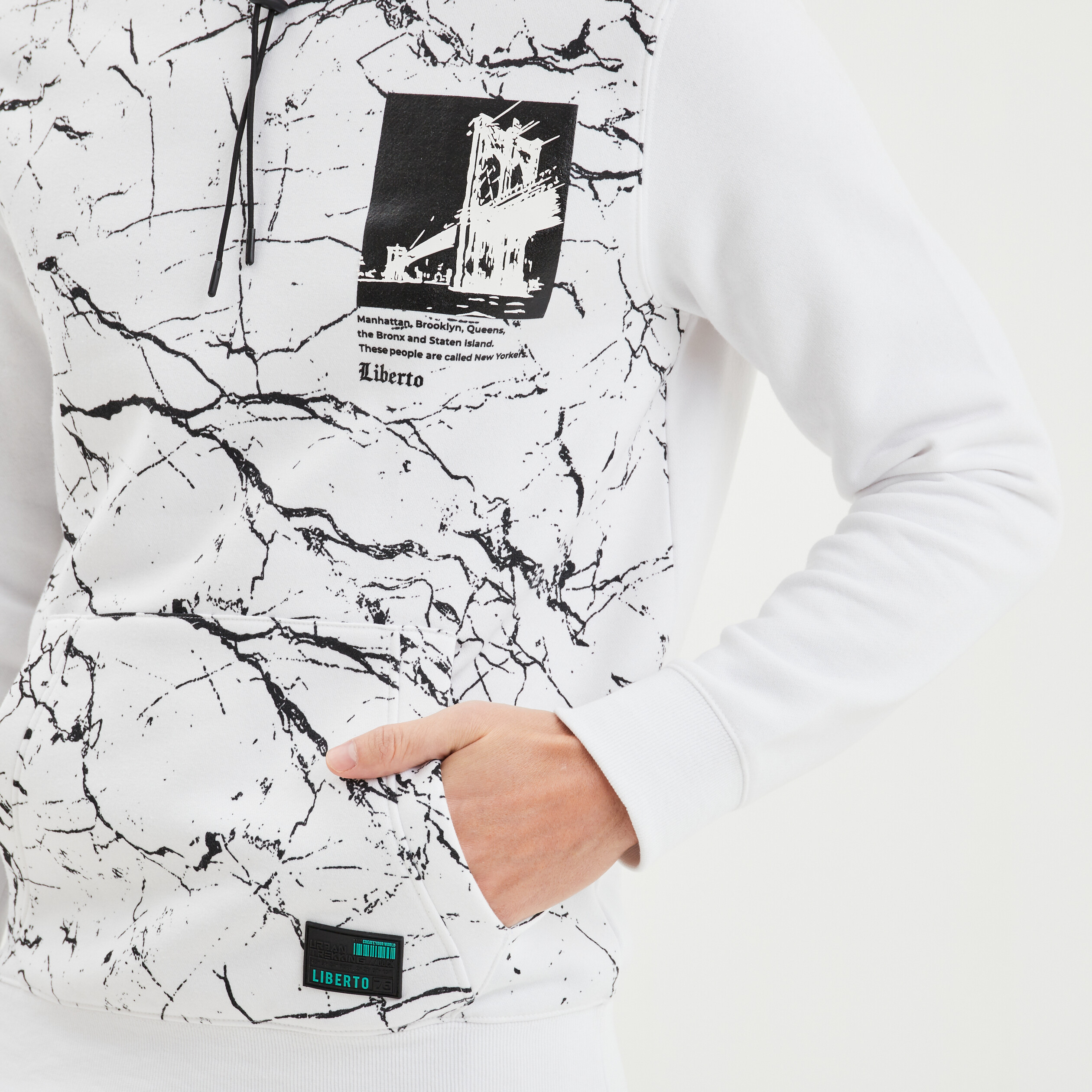 Sweat à capuche hoodie Liberto blanc homme