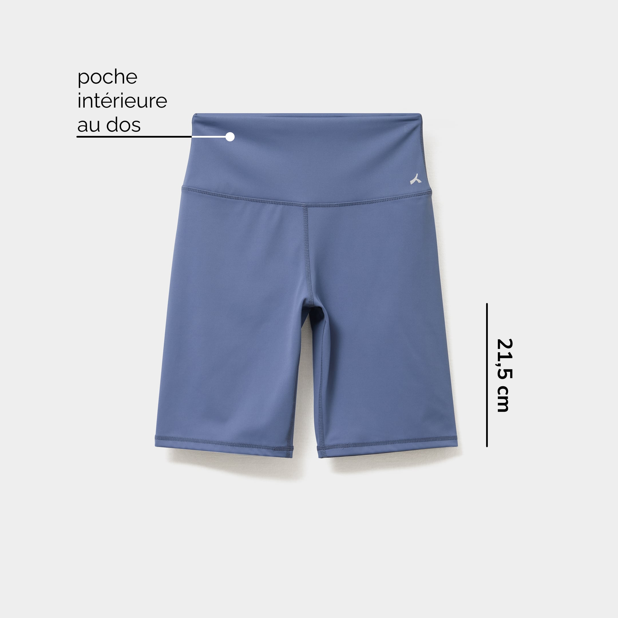 Short cycliste de sport taille haute bleu fonc&eacute; femme