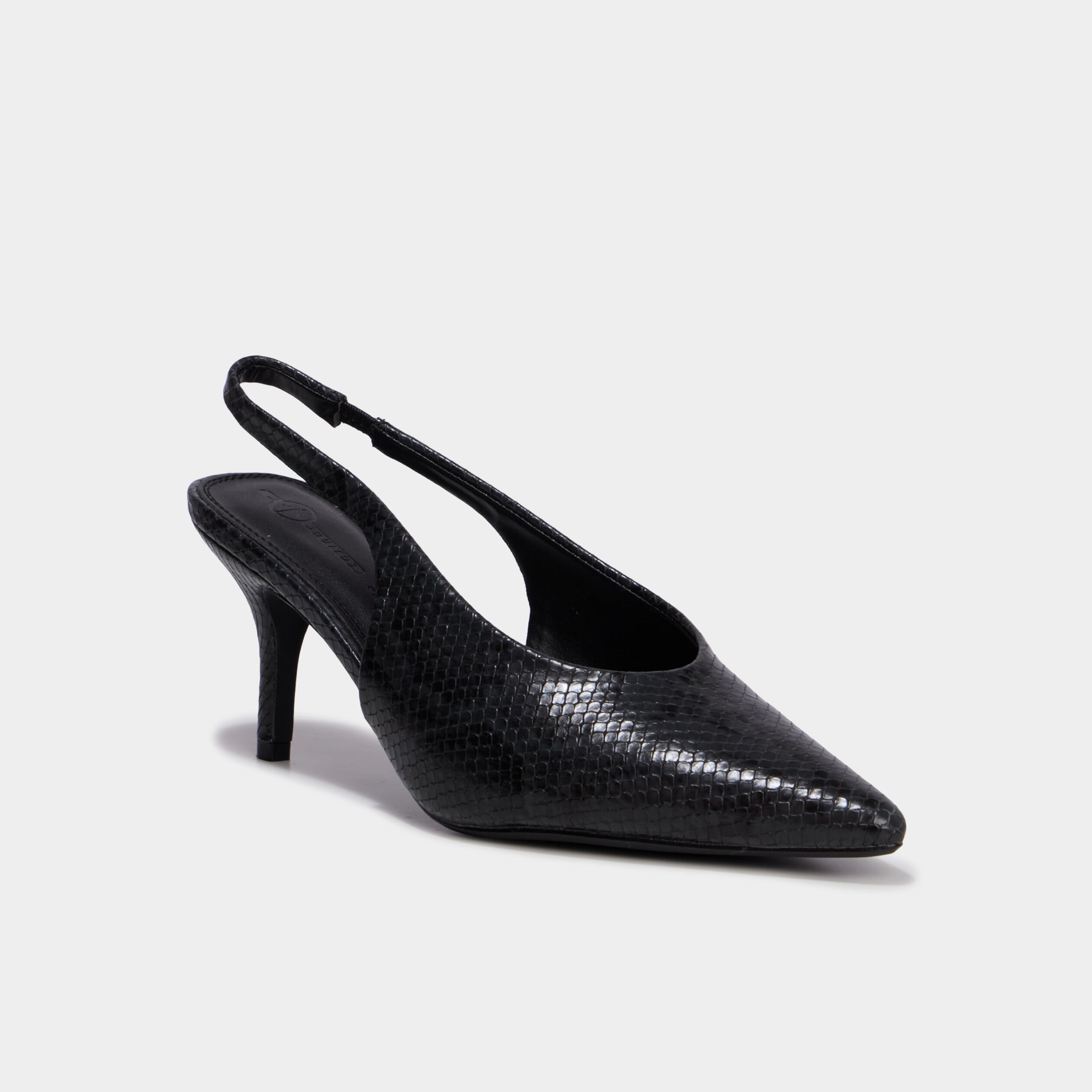 Escarpins slingback &agrave; talons aiguilles noir femme
