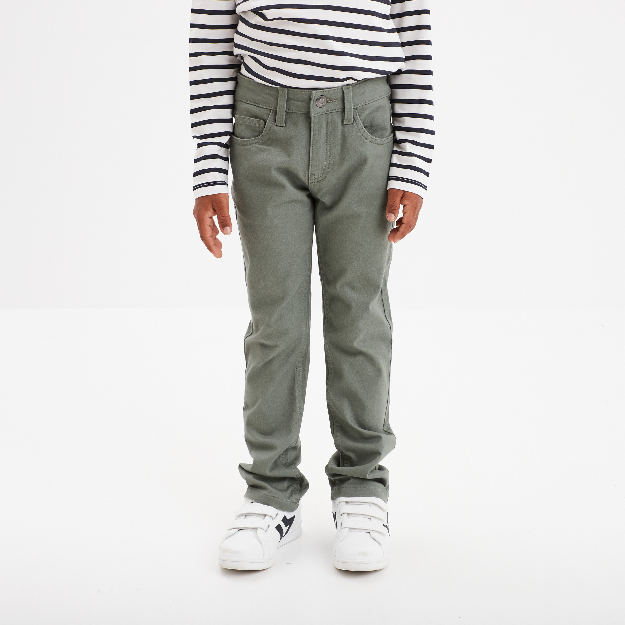 Pantalon regular avec poches vert kaki garçon